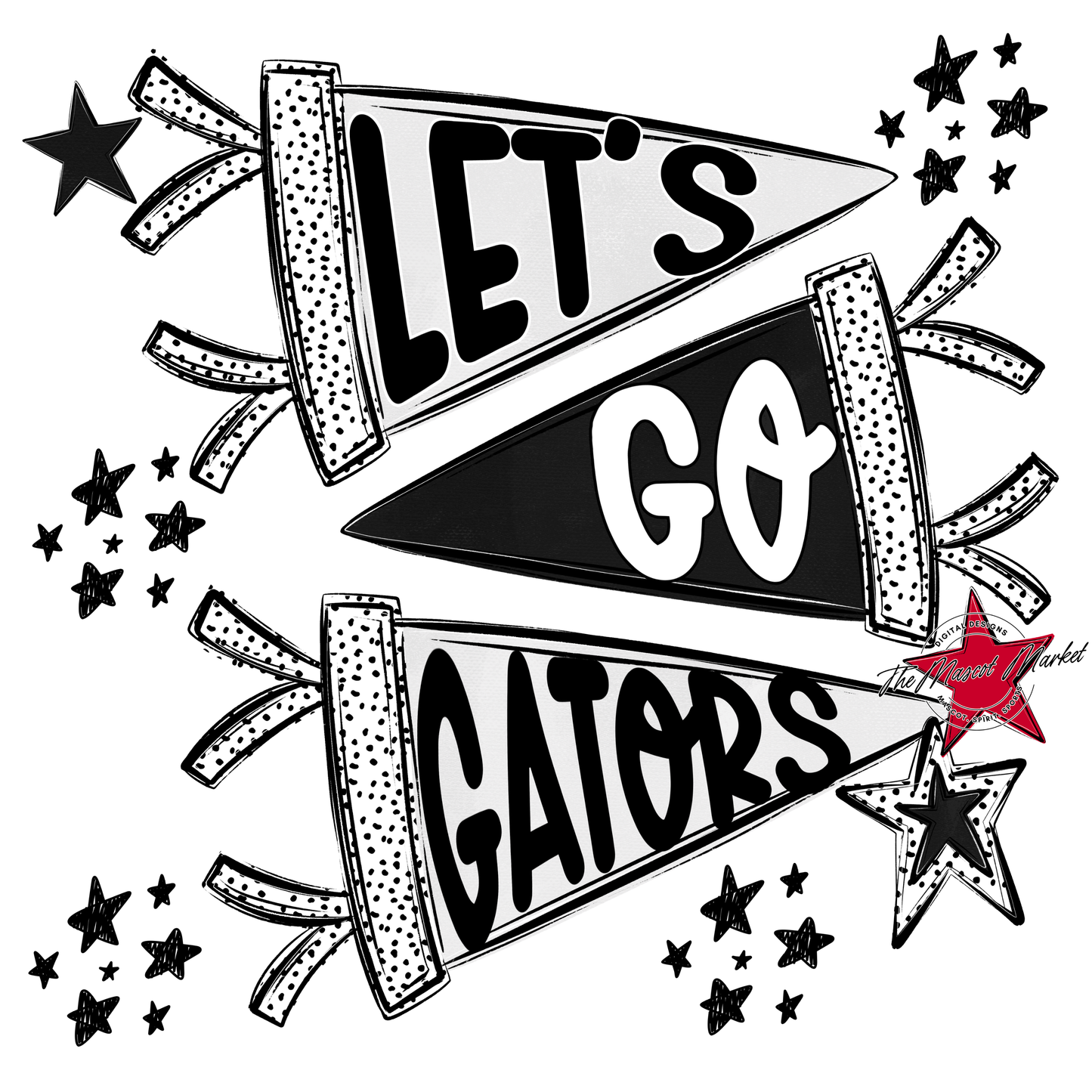 Gators Let's Go Flag Design-Black