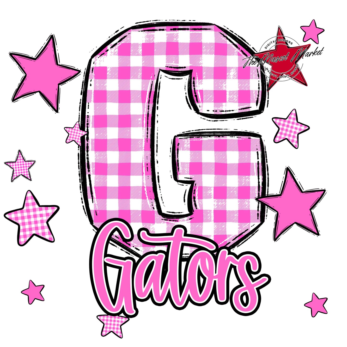 Gators Plaid Star Design-Baby Pink