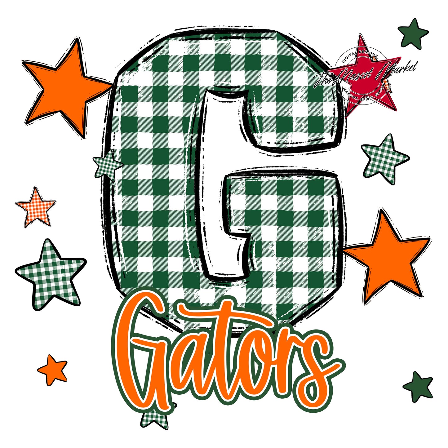 Gators Plaid Star Design-Green & Orange