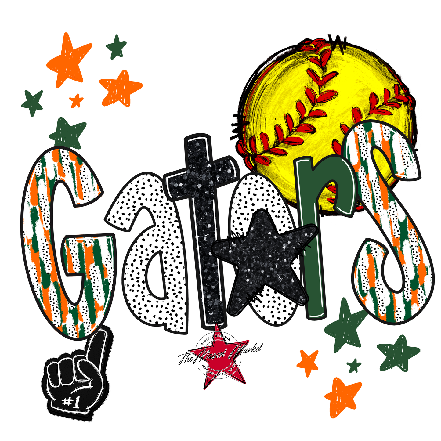 Gators Softball Scrape-Green-Orange