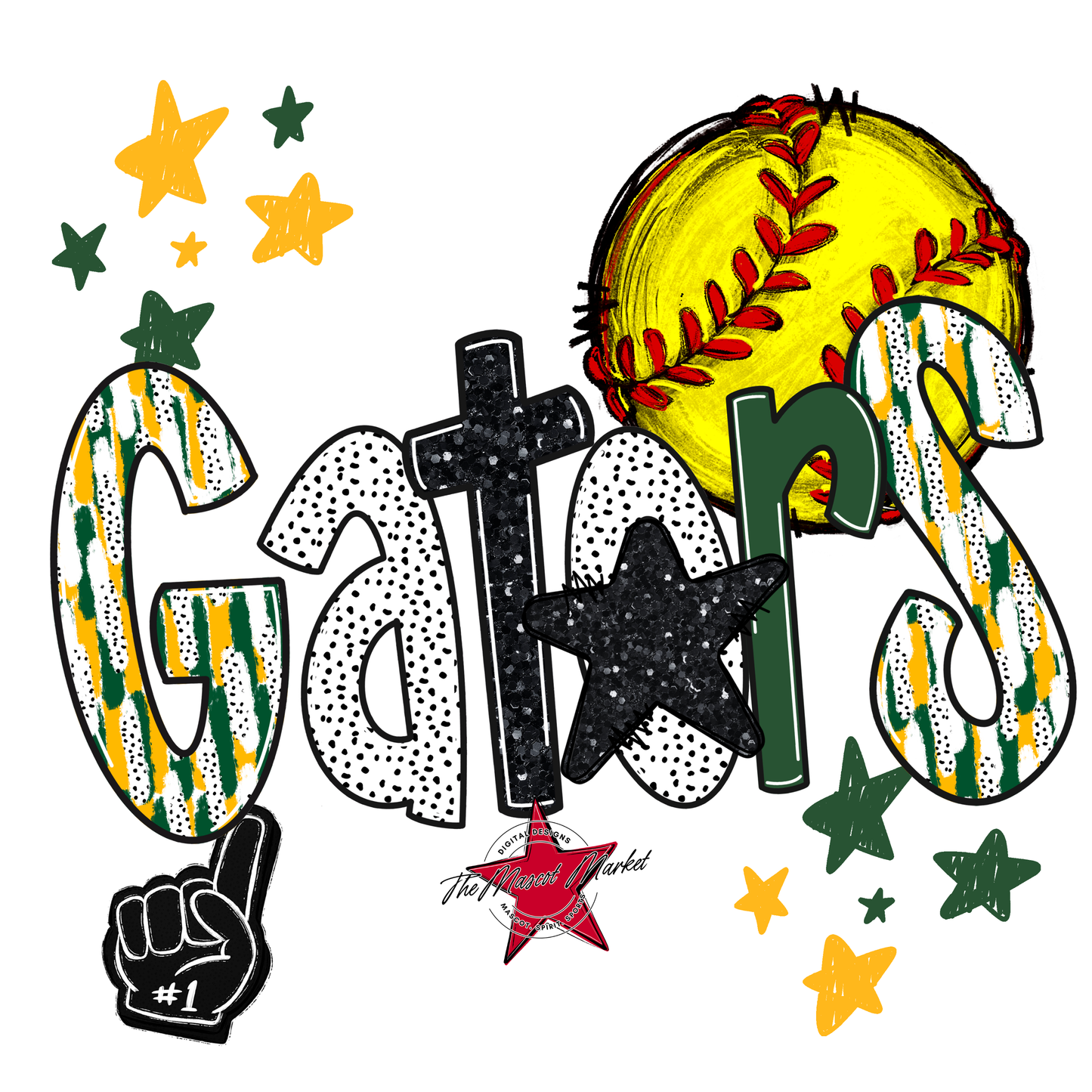 Gators Softball Scrape-Green-Yellow