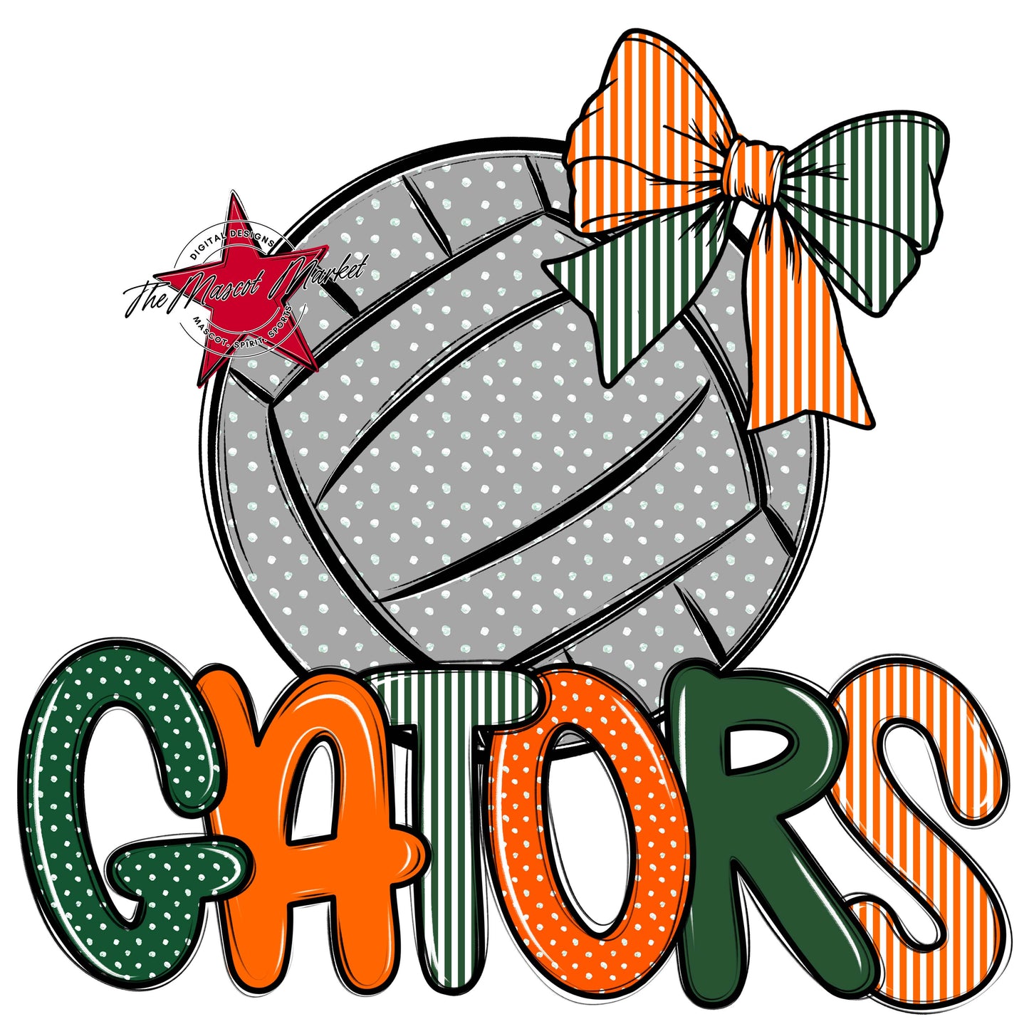 Gators Volleyball Spirit Design-Green & Orange