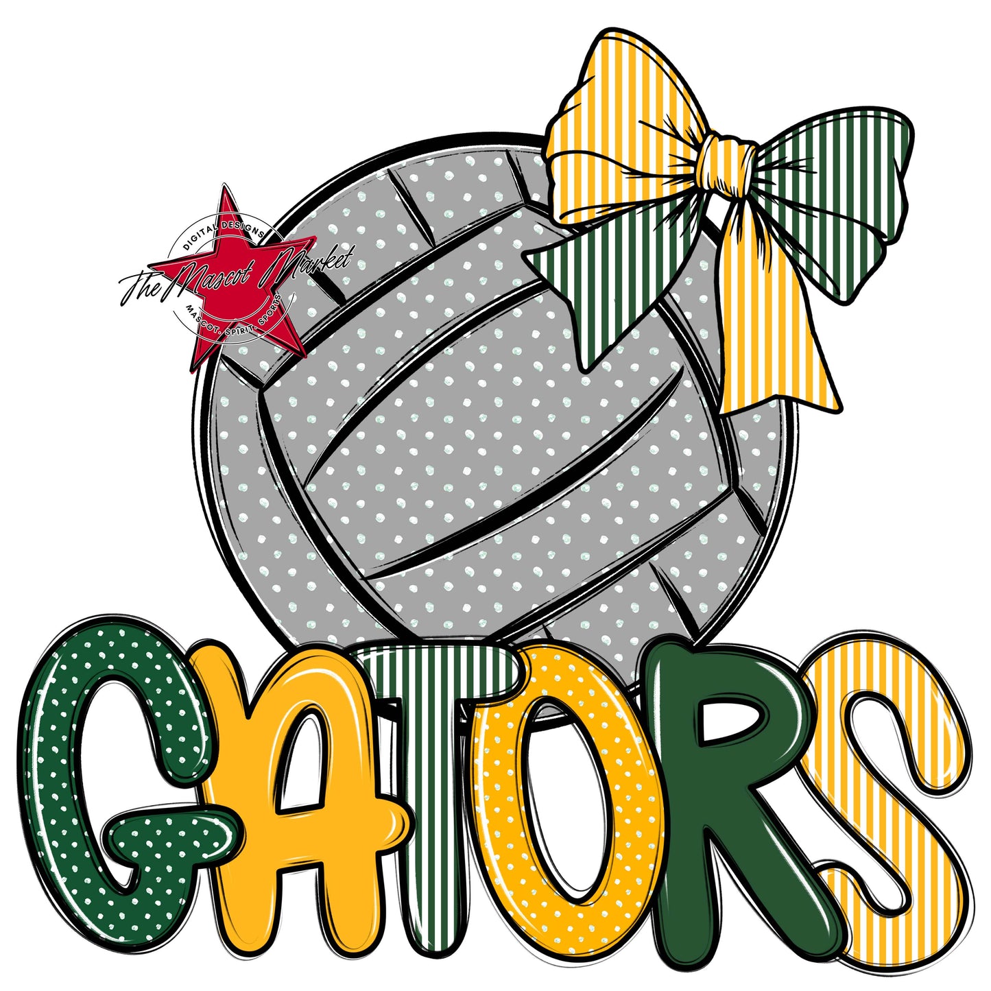 Gators Volleyball Spirit Design-Green & Yellow