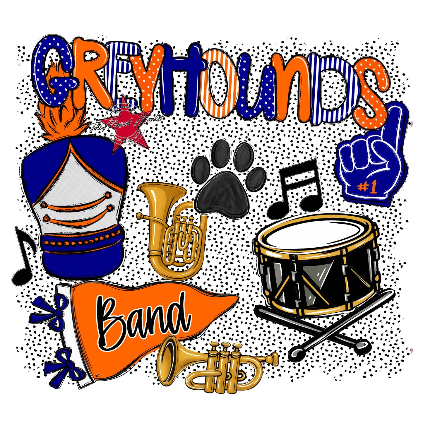 Greyhounds Band Spirit-Blue & Orange