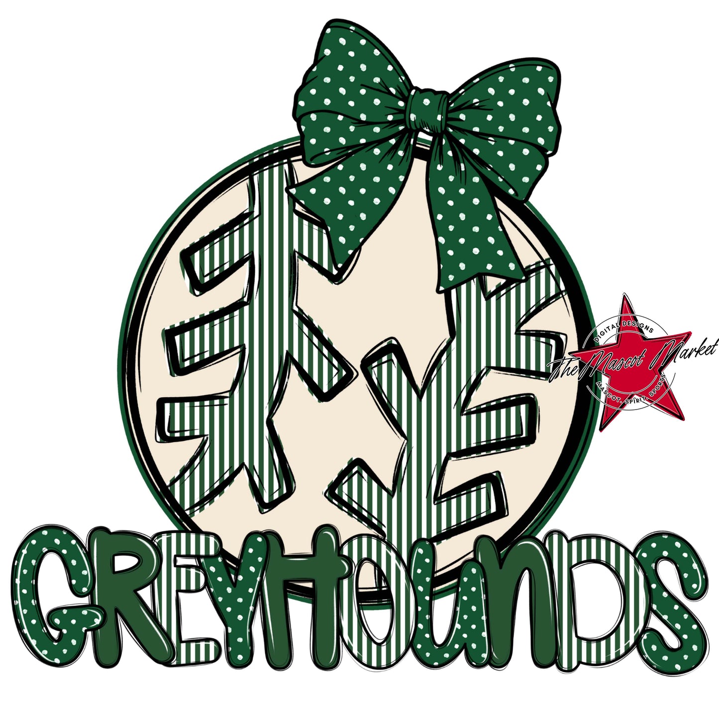 Greyhounds Baseball-Softball Spirit Design-Green