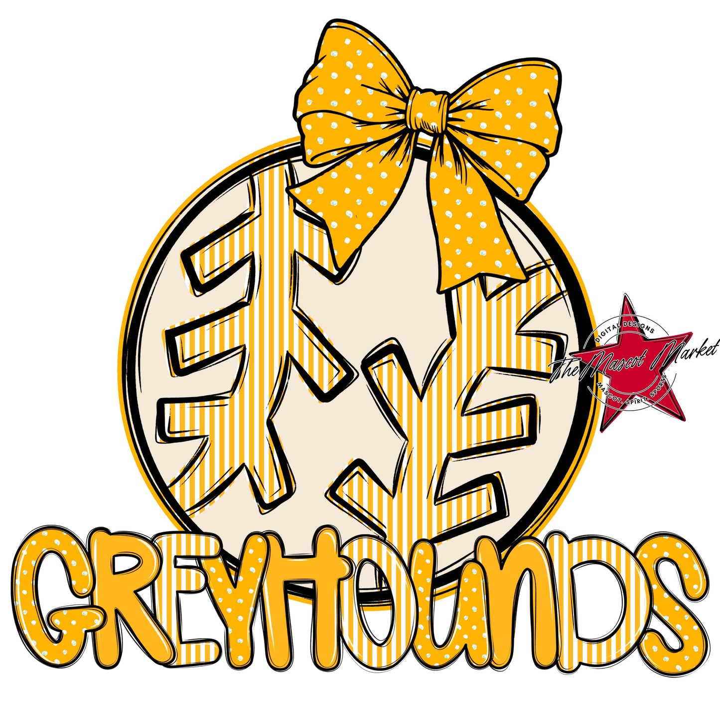 Greyhounds Baseball-Softball Spirit Design-Yellow