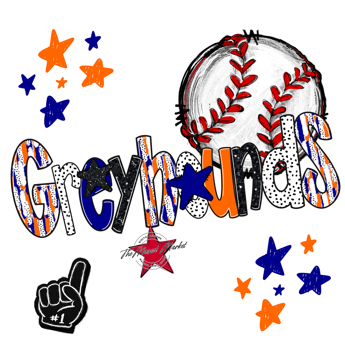 Greyhounds Baseball Scrape-Blue-Orange