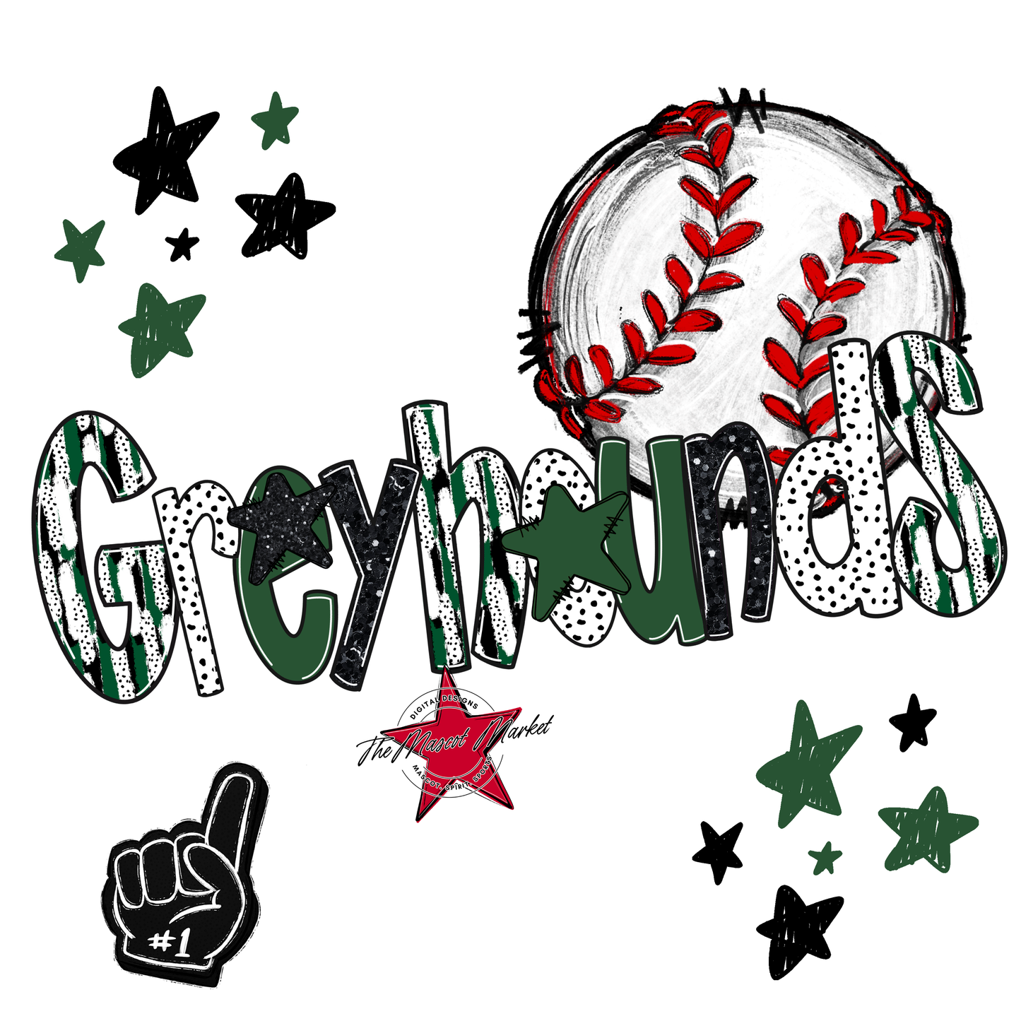 Greyhounds Baseball Scrape-Green