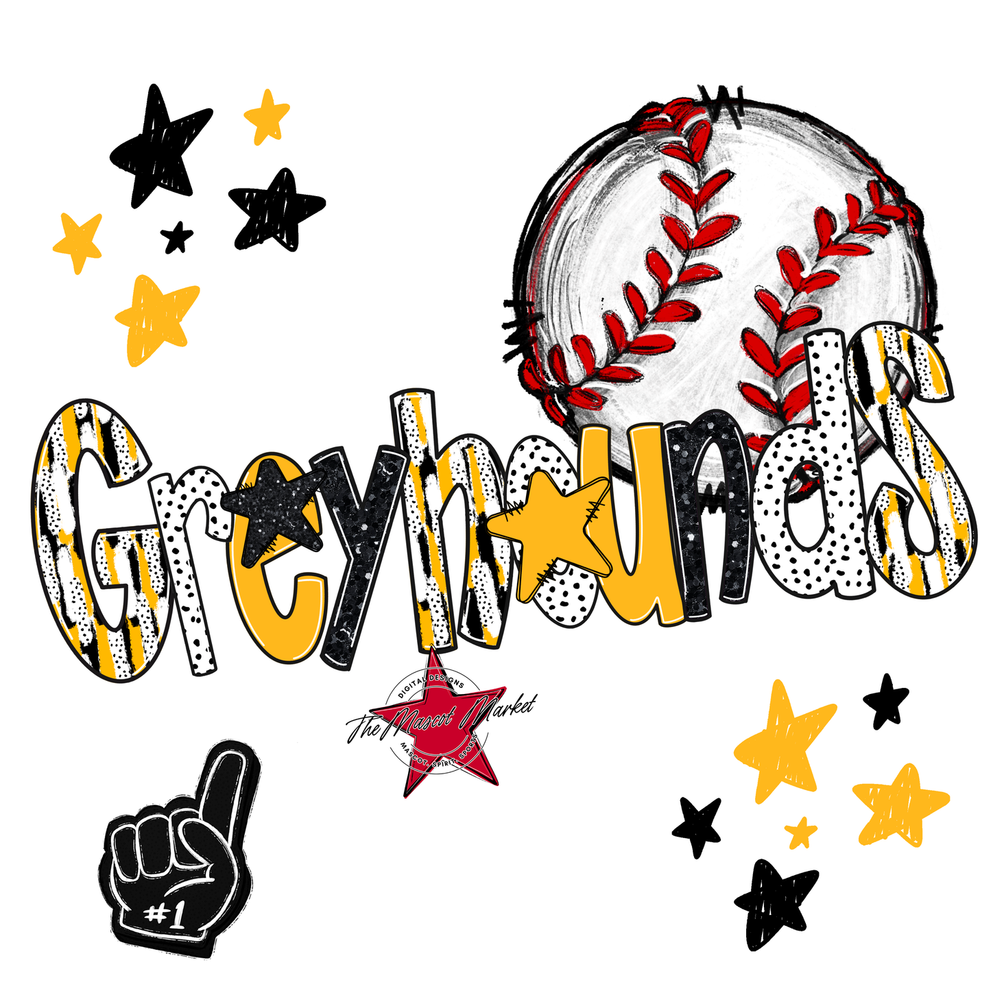 Greyhounds Baseball Scrape-Yellow