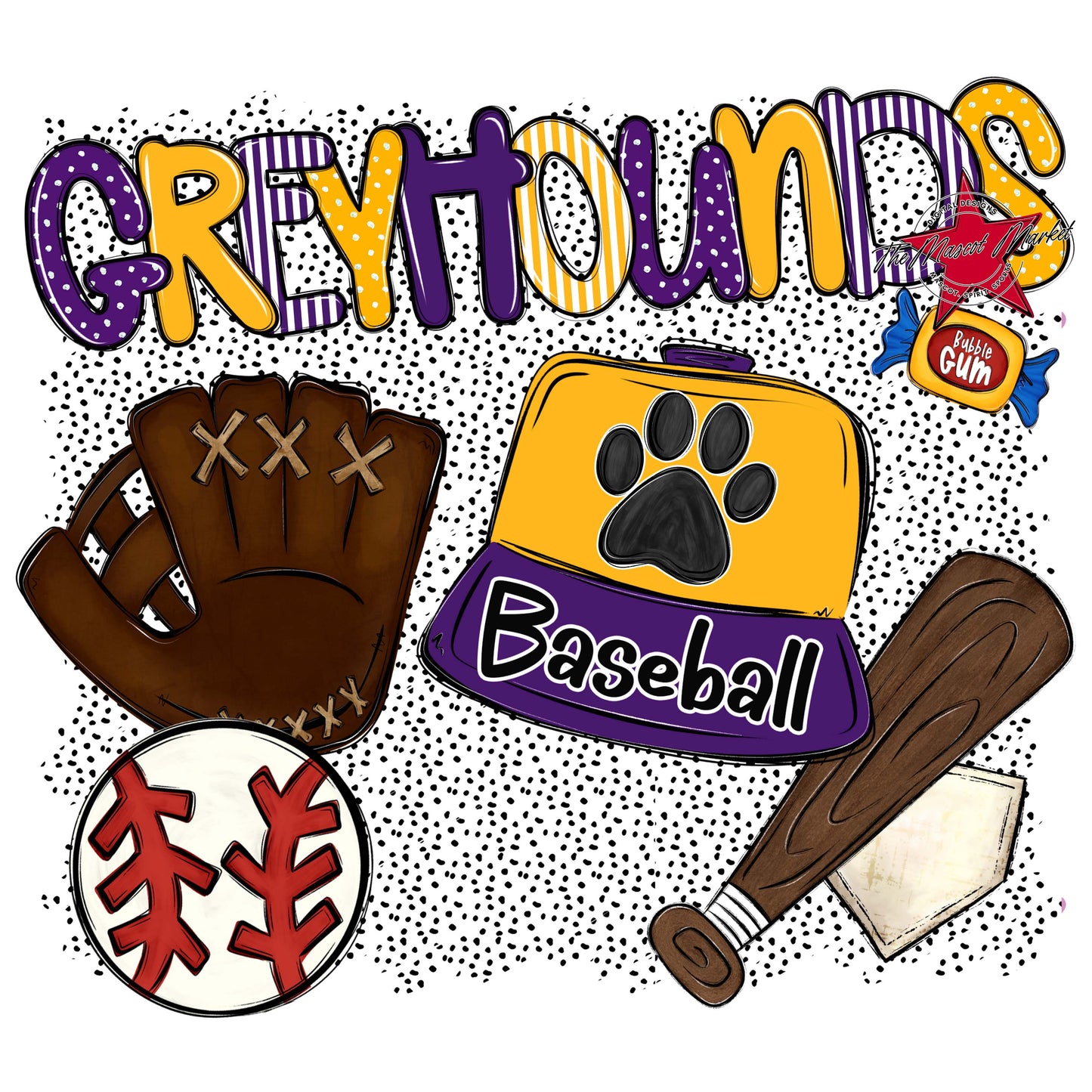 Greyhounds Baseball Spirit-Purple & Yellow