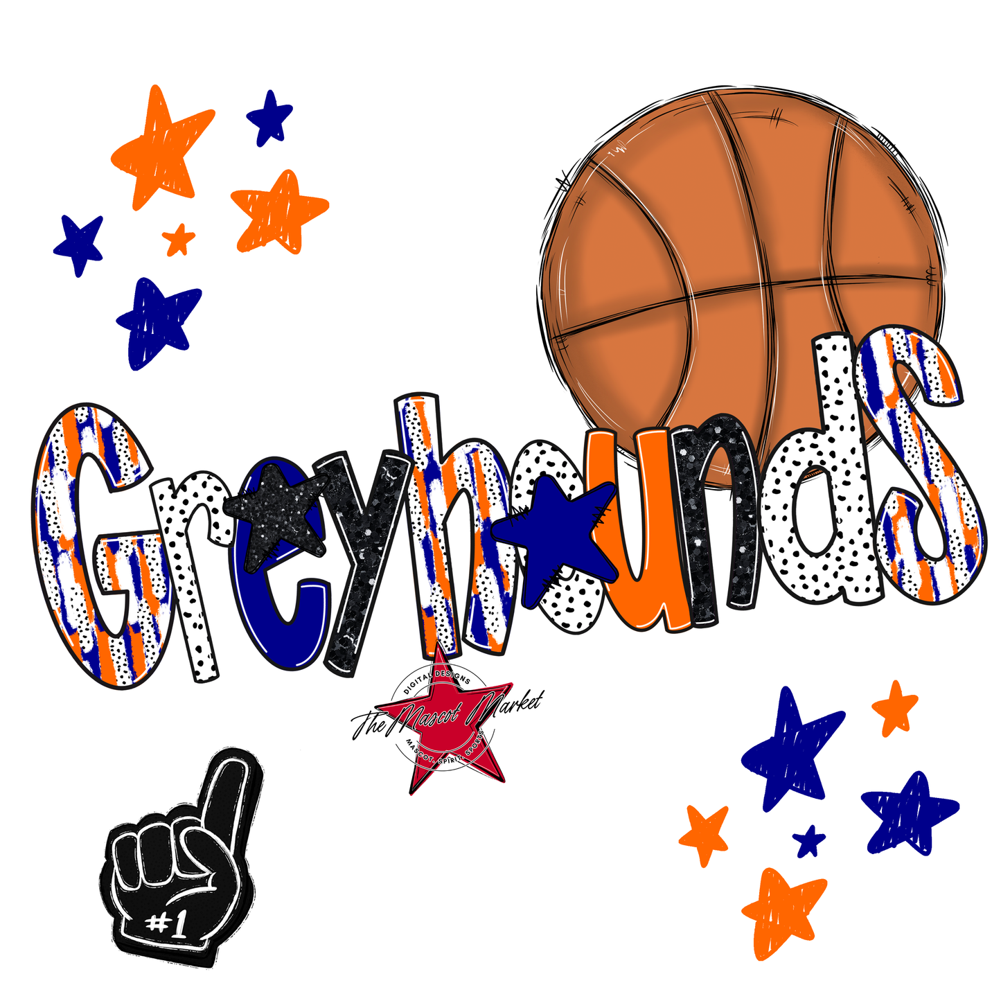Greyhounds Basketball Scrape-Blue-Orange