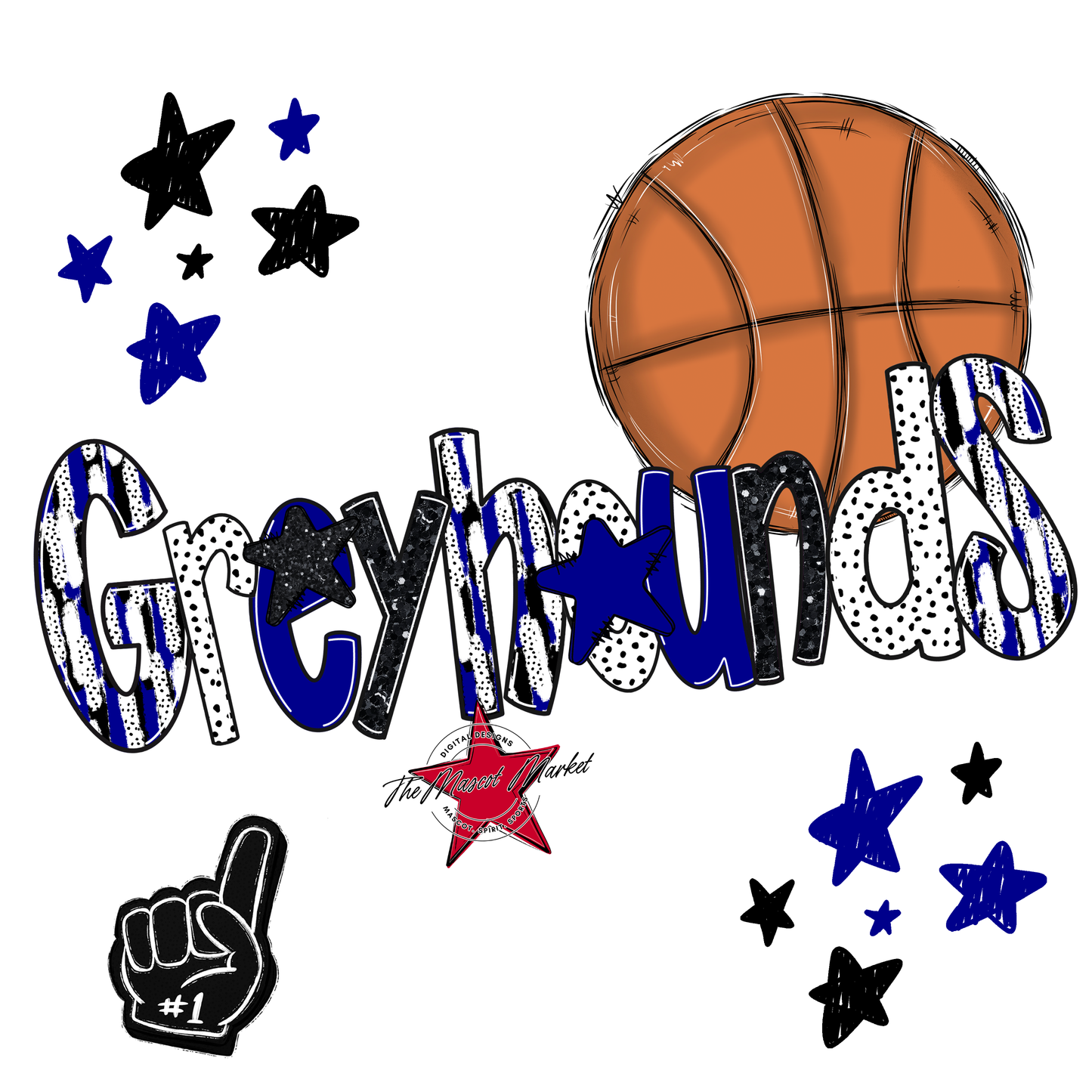 Greyhounds Basketball Scrape-Blue
