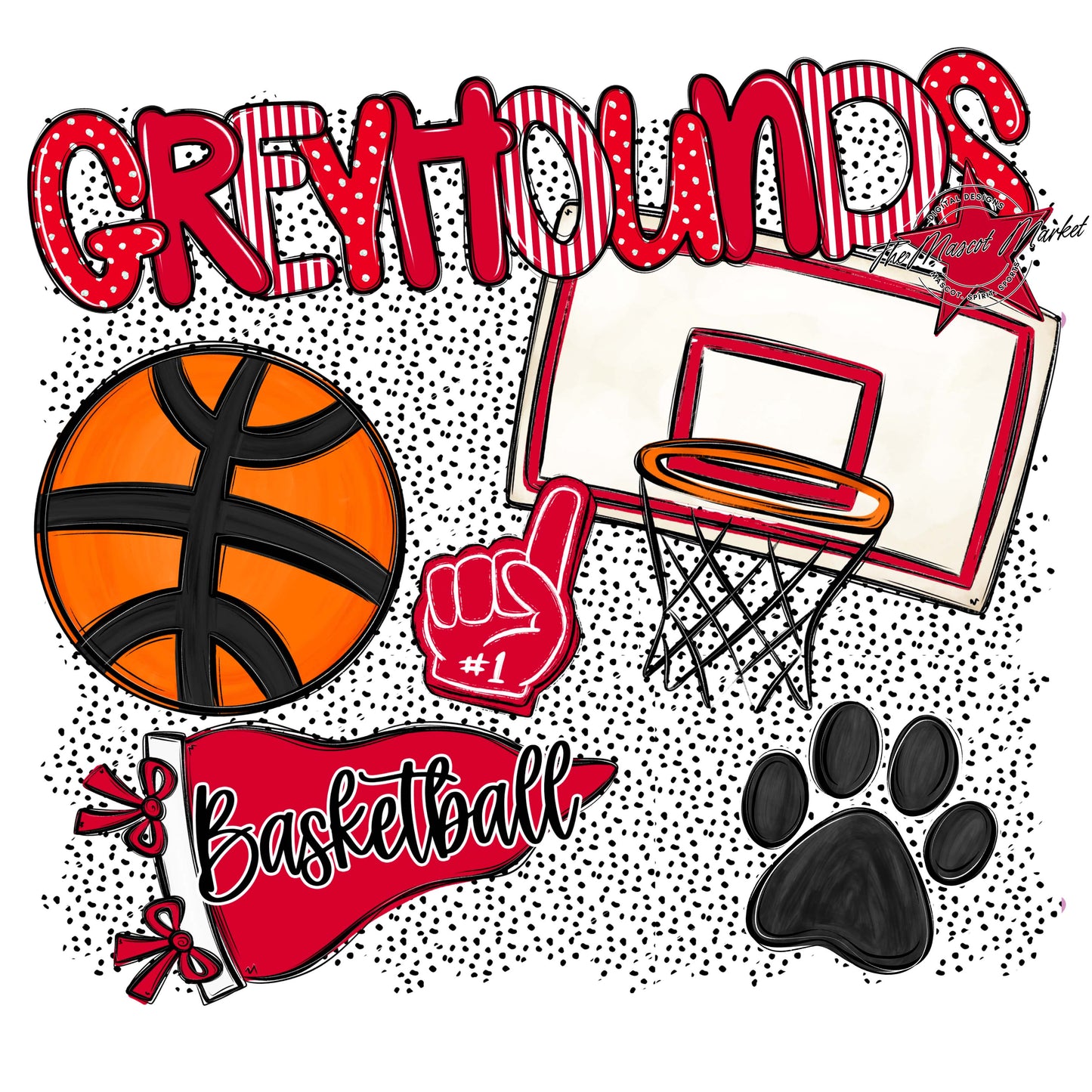 Greyhounds Basketball Spirit-Red