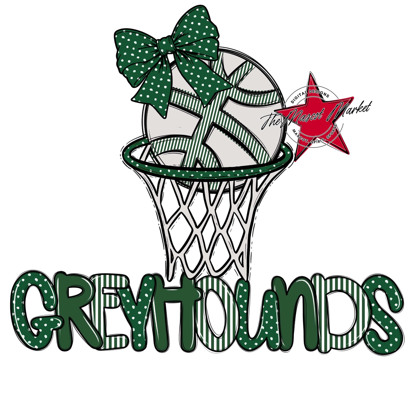 Greyhounds Basketball Spirit Design-Green