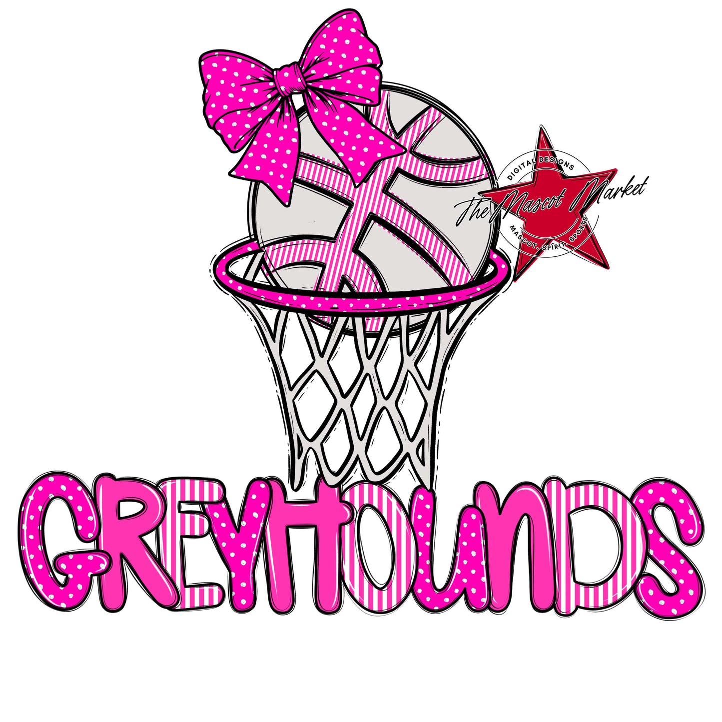 Greyhounds Basketball Spirit Design-Pink