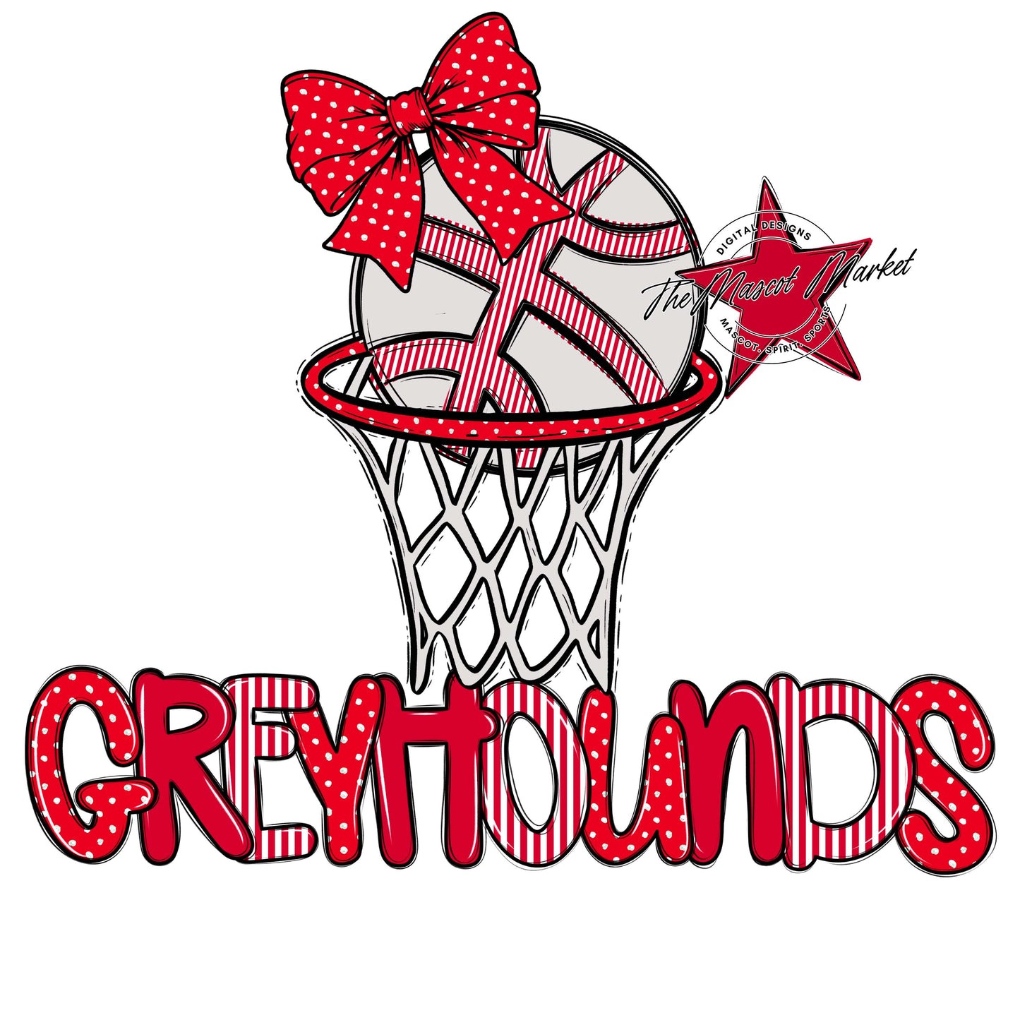 Greyhounds Basketball Spirit Design-Red