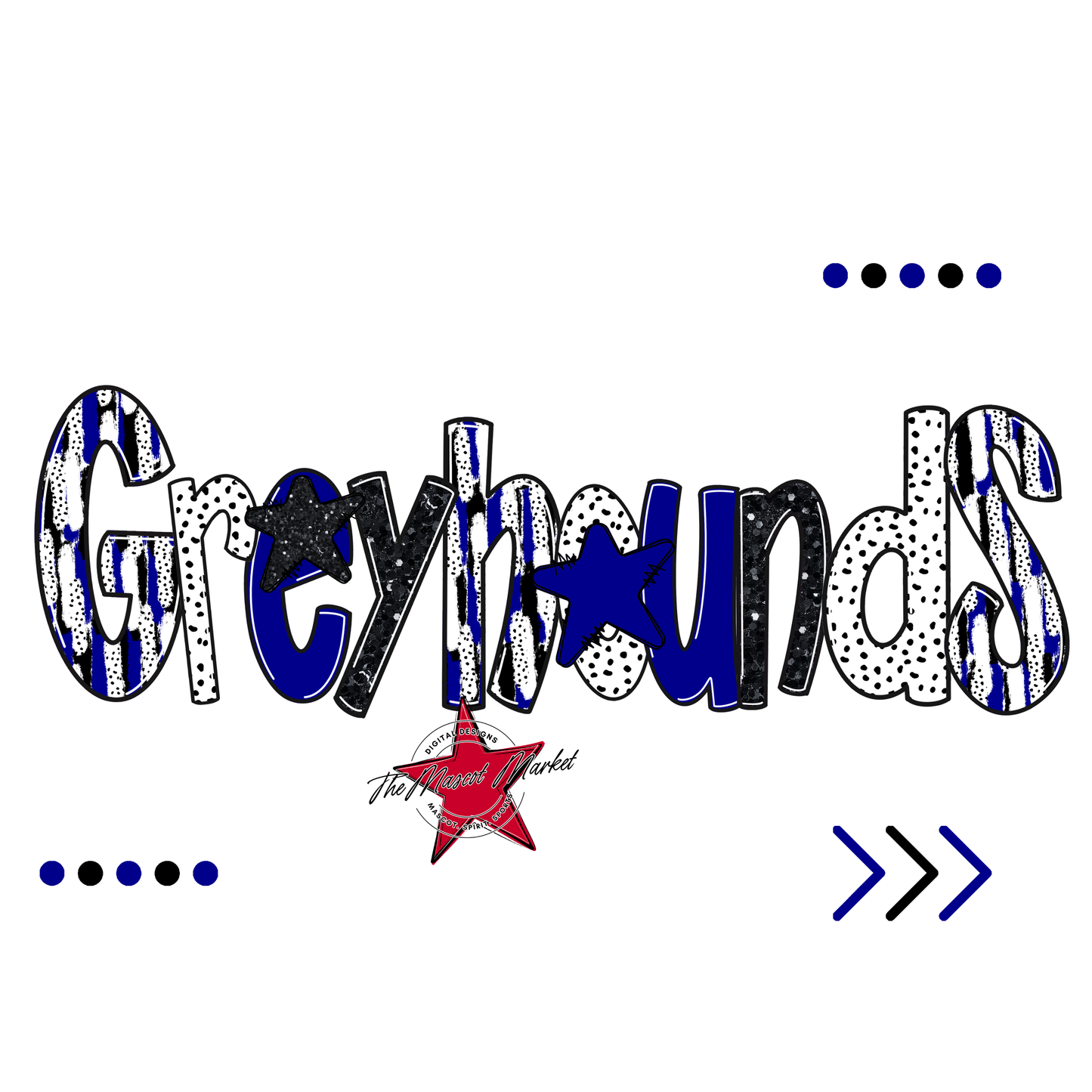 Greyhounds Brushstroke Alpha w Arrows-Blue