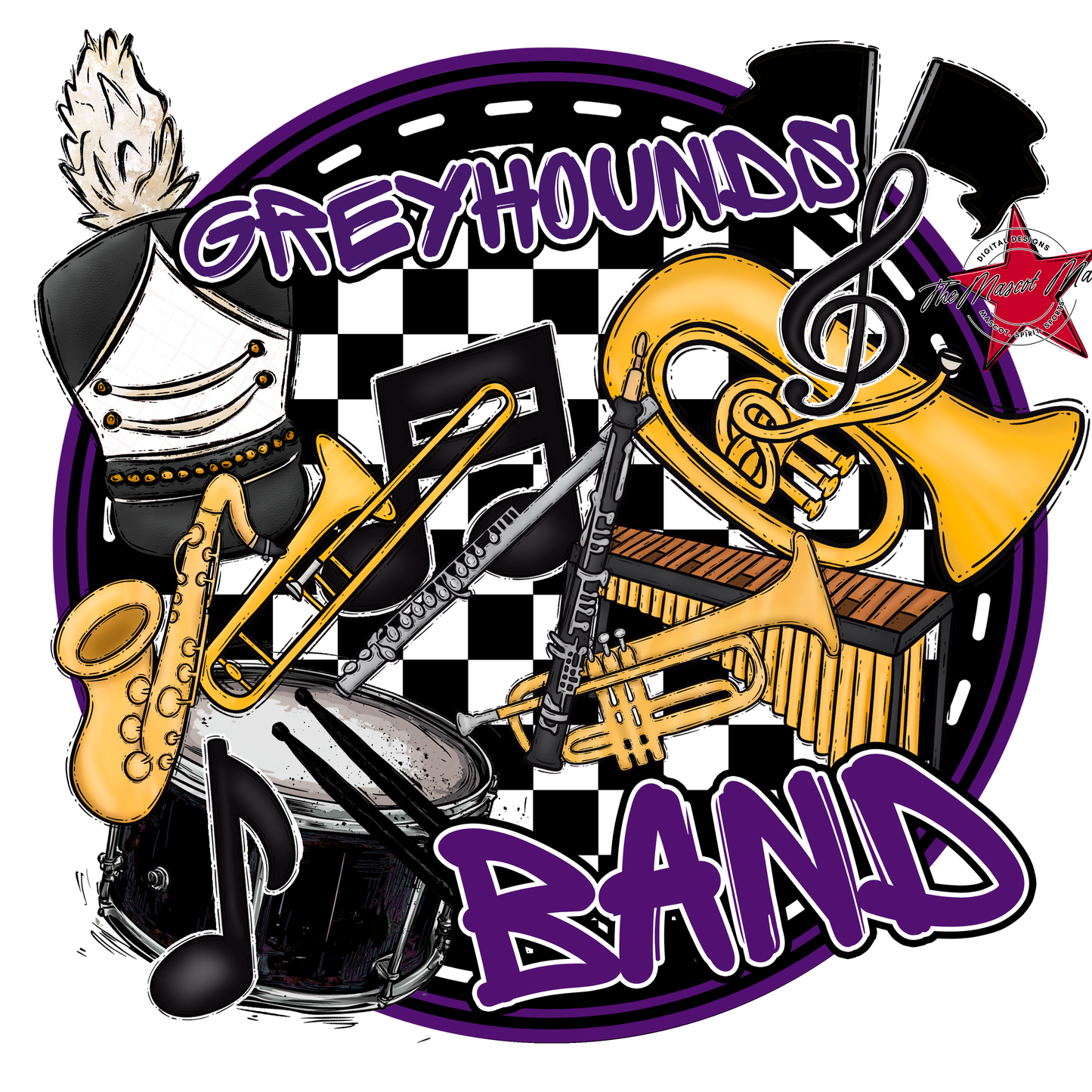 Greyhounds Circle Band Design-Purple