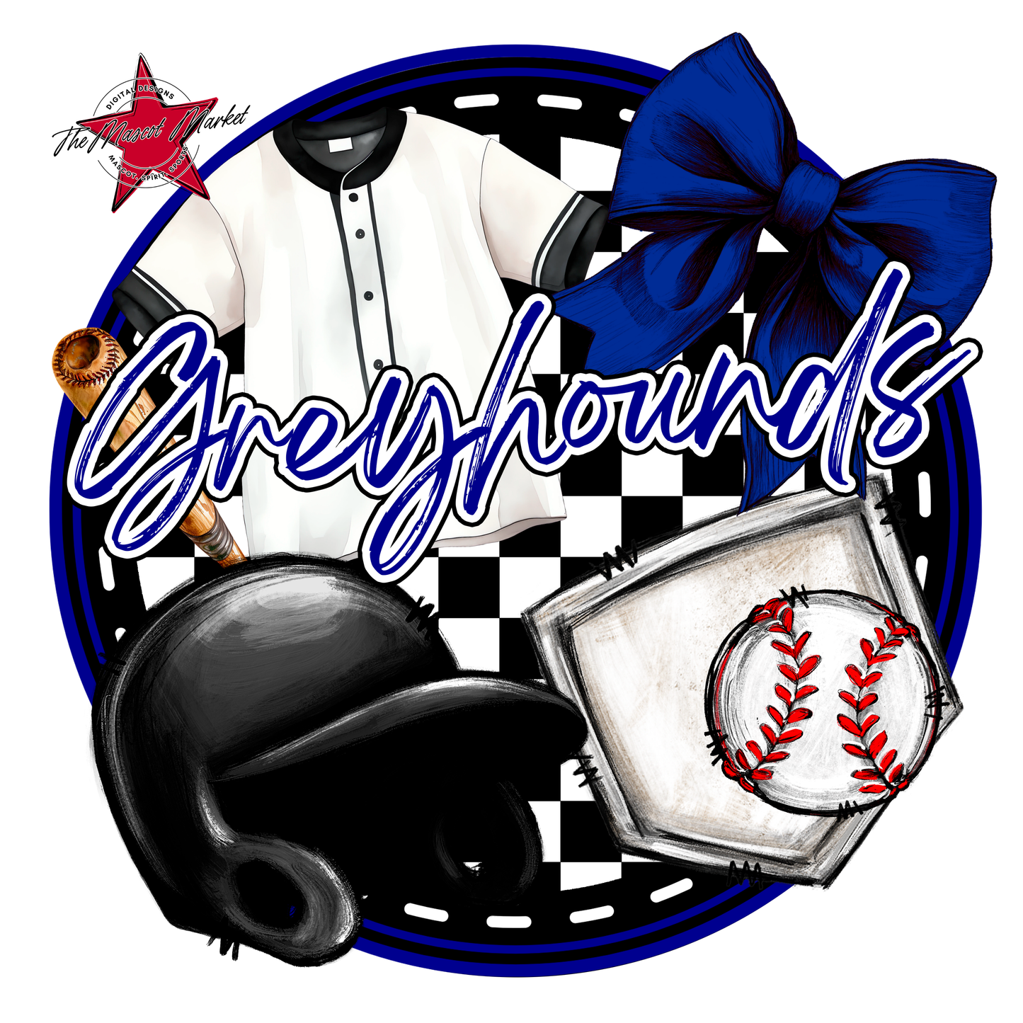 Greyhounds Circle Baseball Design-Blue