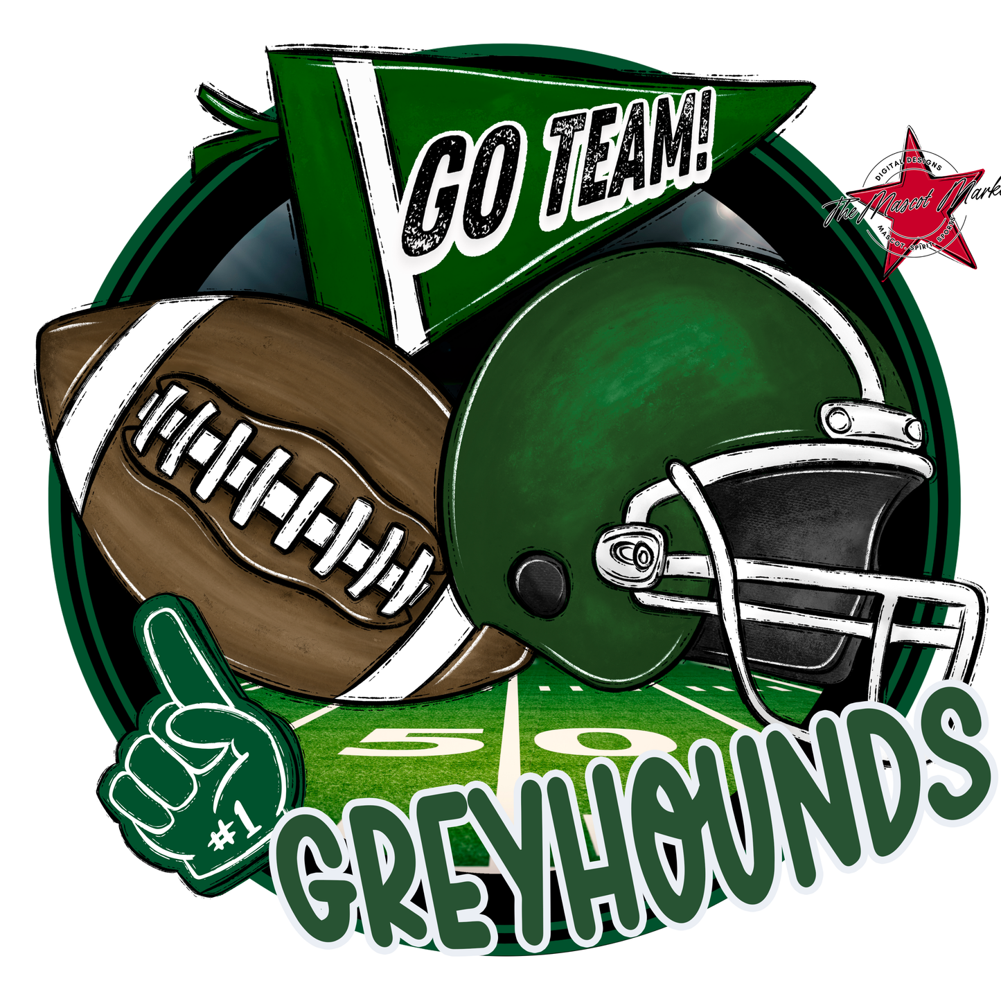 Greyhounds Circle Football Design-Green