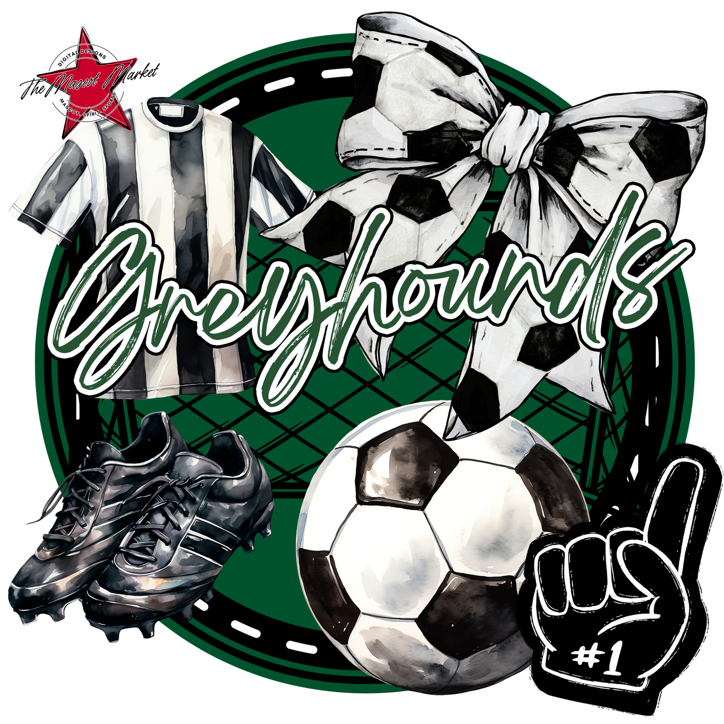 Greyhounds Circle Soccer Design-Green