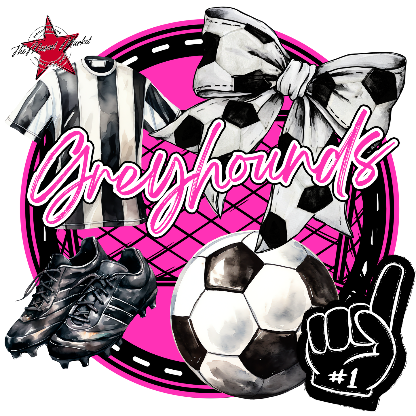 Greyhounds Circle Soccer Design-Pink