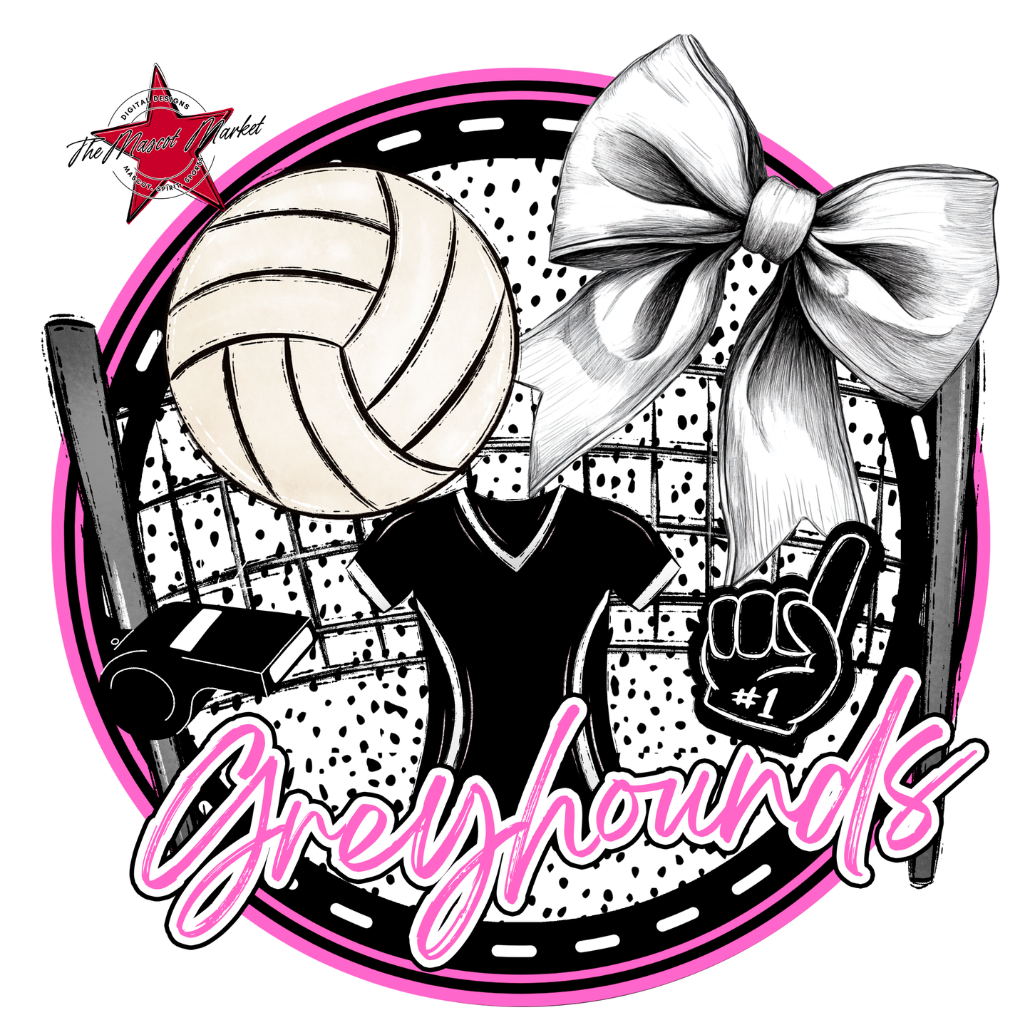 Greyhounds Circle Volleyball Design-Baby Pink