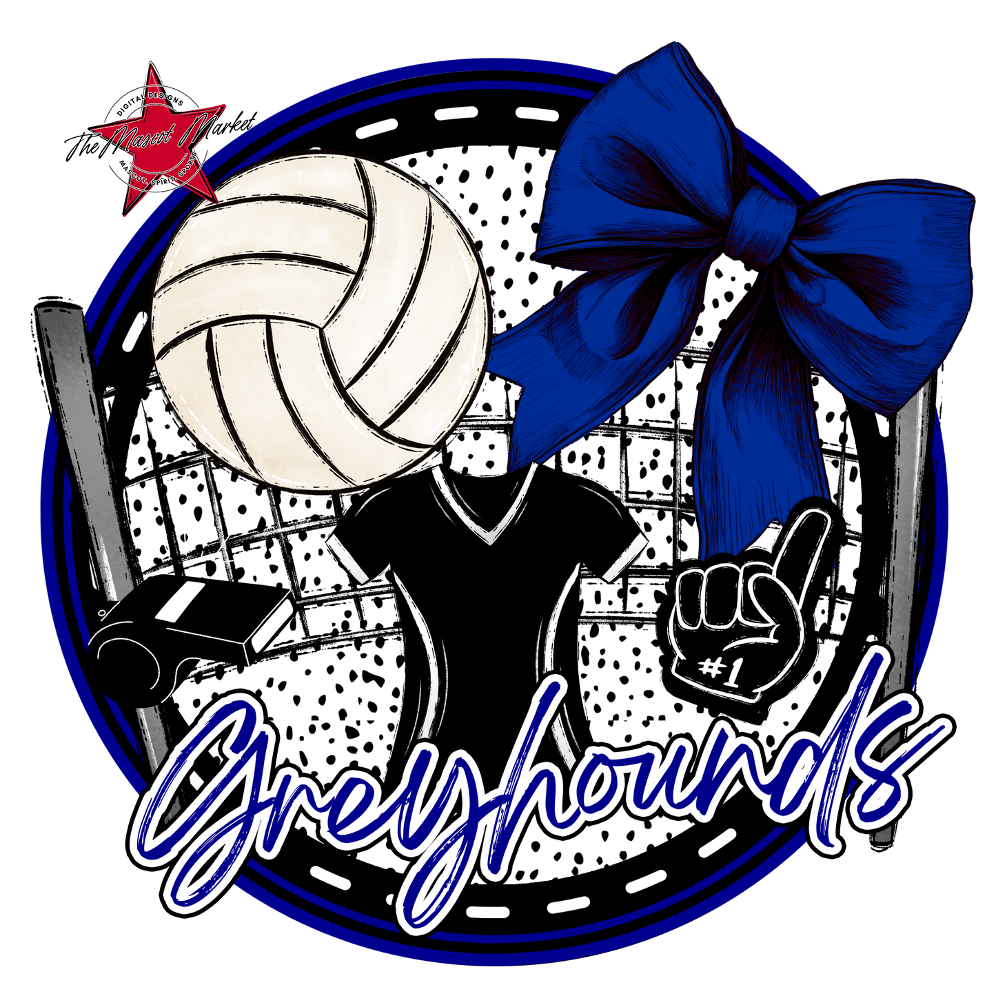 Greyhounds Circle Volleyball Design-Blue