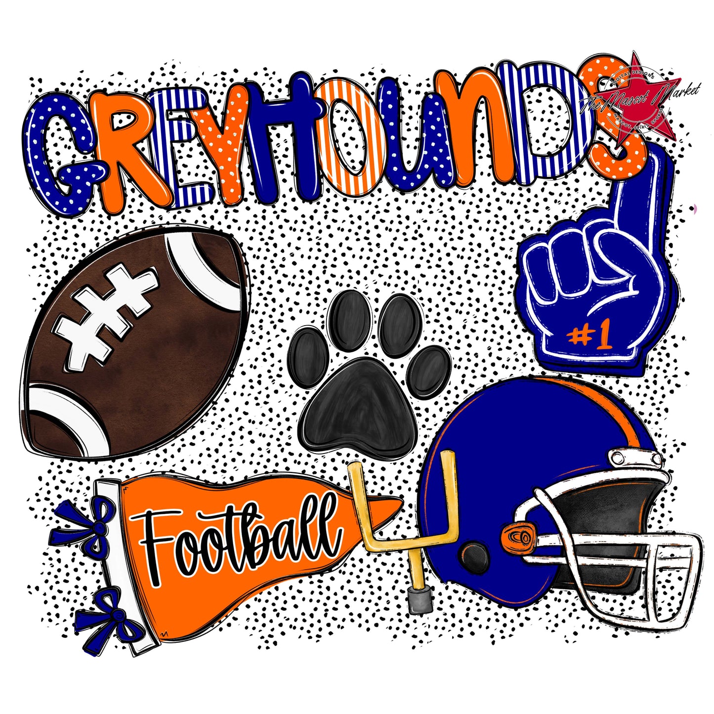 Greyhounds Football Spirit-Blue & Orange
