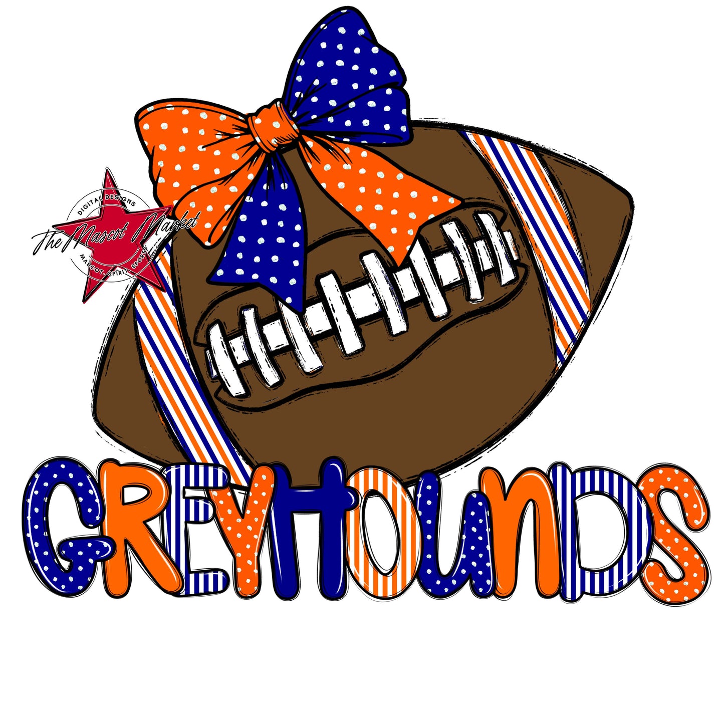 Greyhounds Football Spirit Design-Blue & Orange