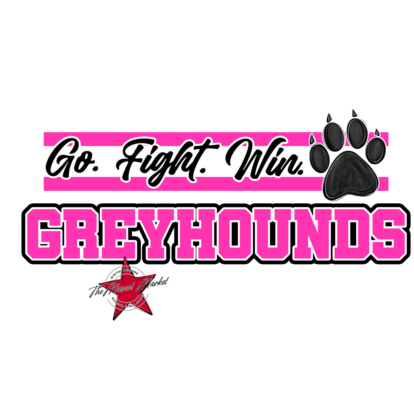 Greyhounds Go Fight Win Mascot Lines-Pink