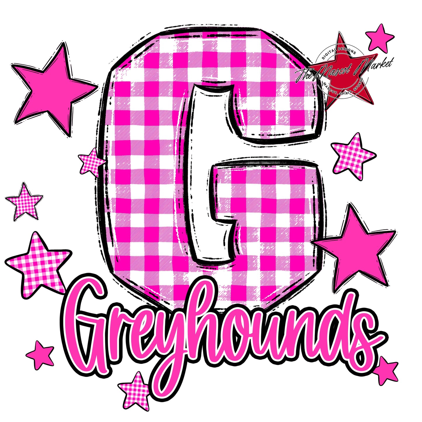 Greyhounds Plaid Star Design-Pink