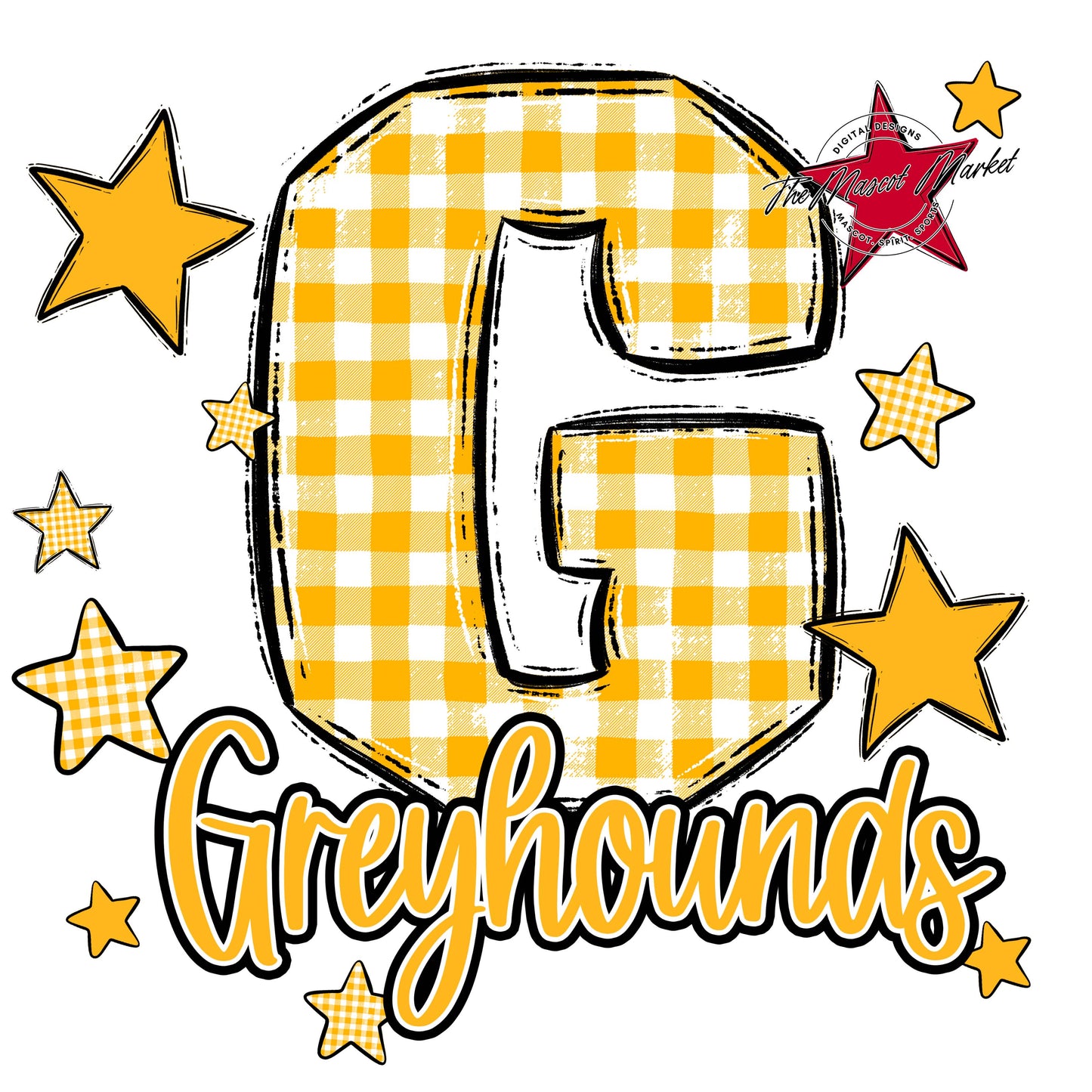 Greyhounds Plaid Star Design-Yellow