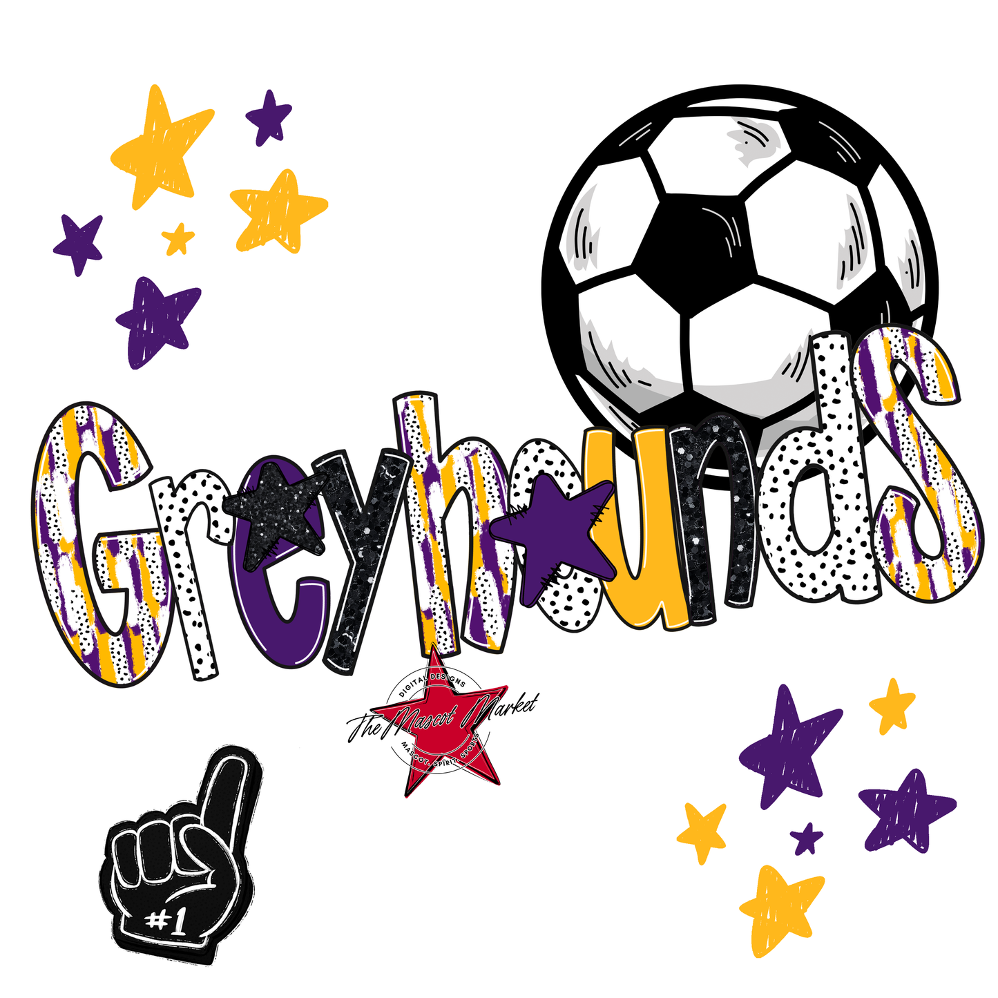Greyhounds Soccer Scrape-Purple-Yellow