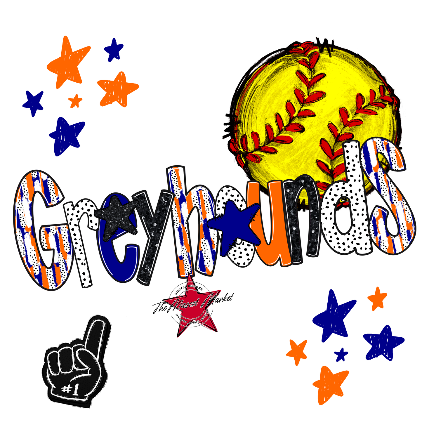 Greyhounds Softball Scrape-Blue-Orange