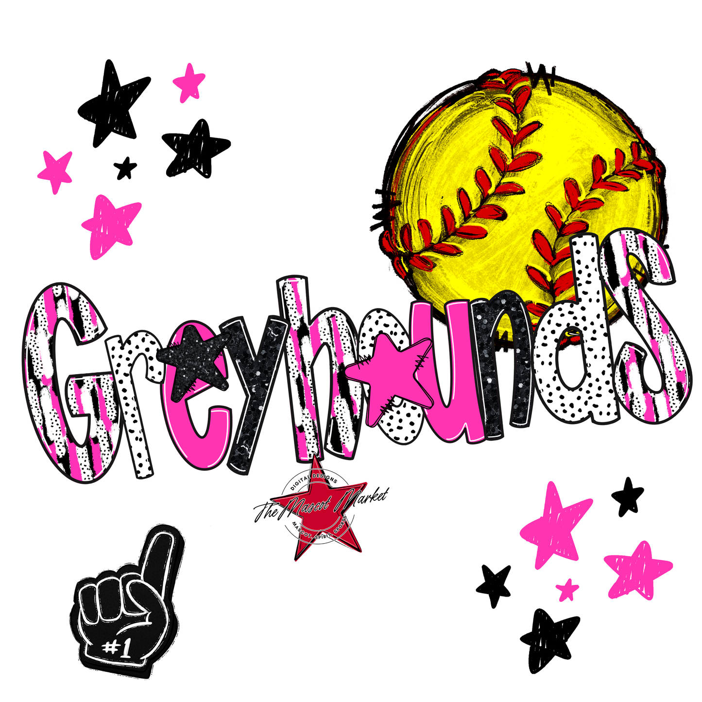 Greyhounds Softball Scrape-Pink