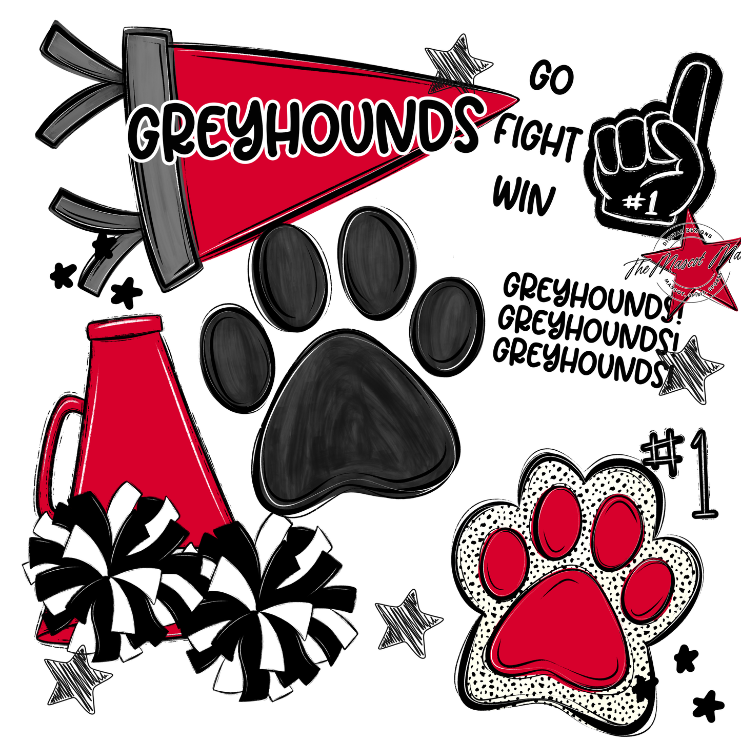 Greyhounds Spirit Design-Red
