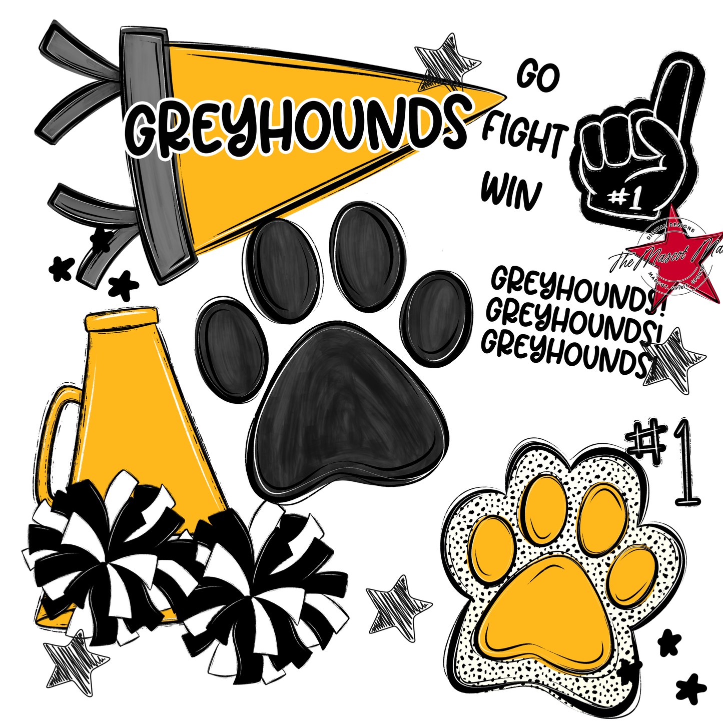 Greyhounds Spirit Design-Yellow
