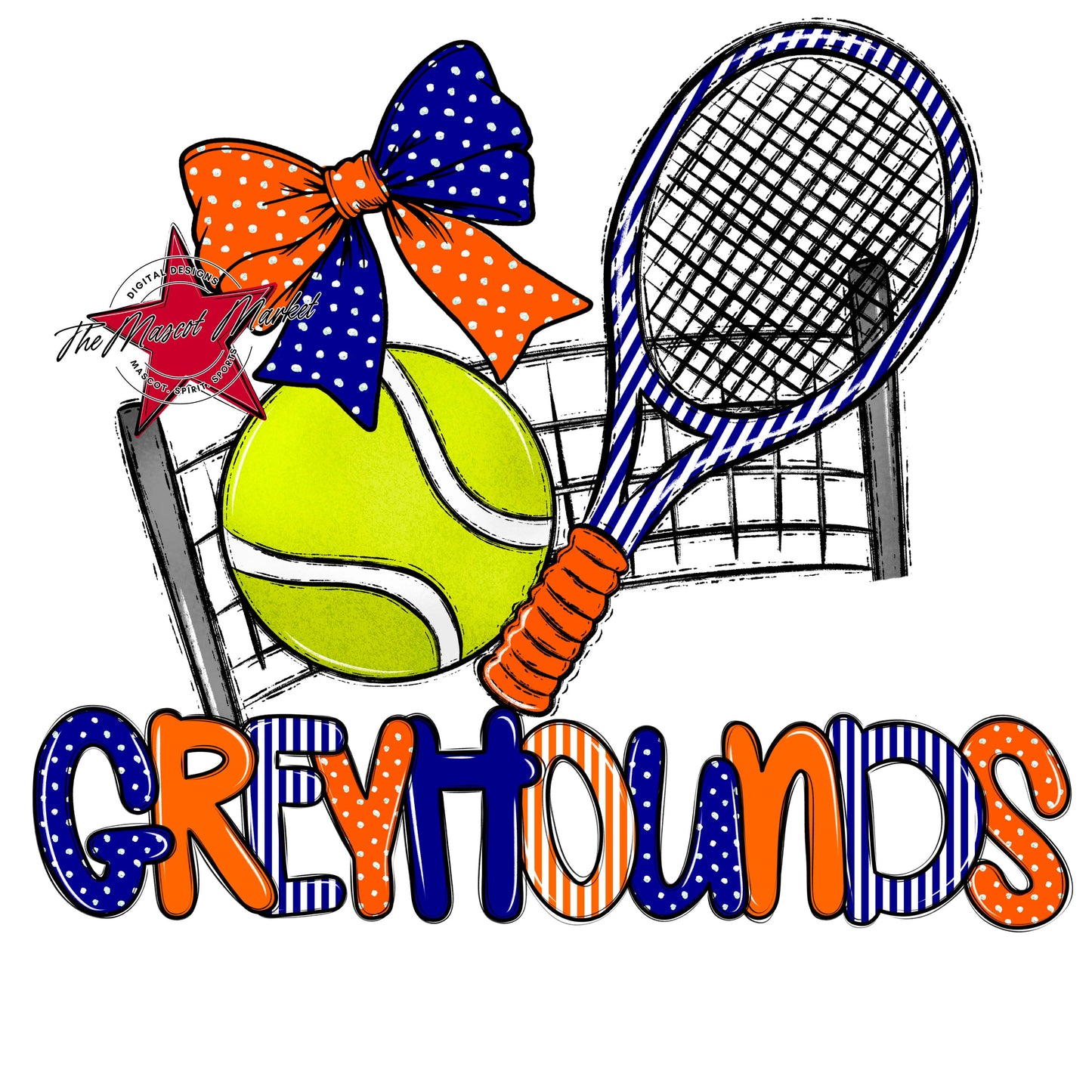 Greyhounds Tennis Spirit Design-Blue & Orange