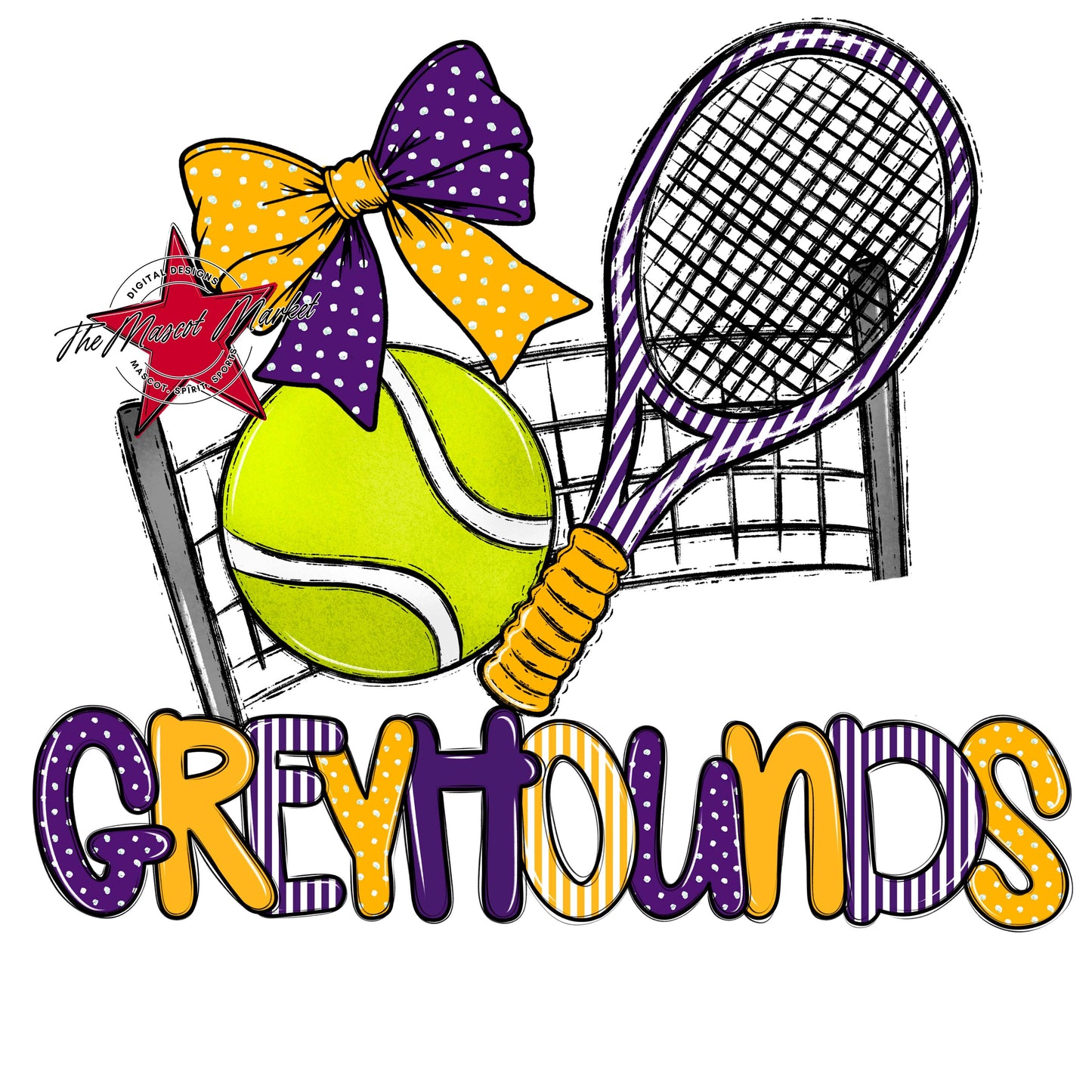 Greyhounds Tennis Spirit Design-Purple & Yellow