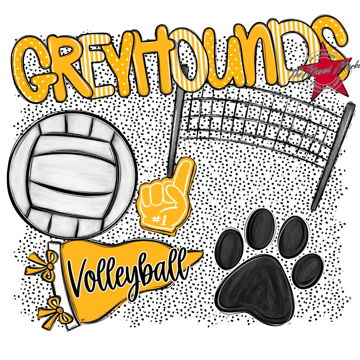 Greyhounds Volleyball Spirit-Yellow