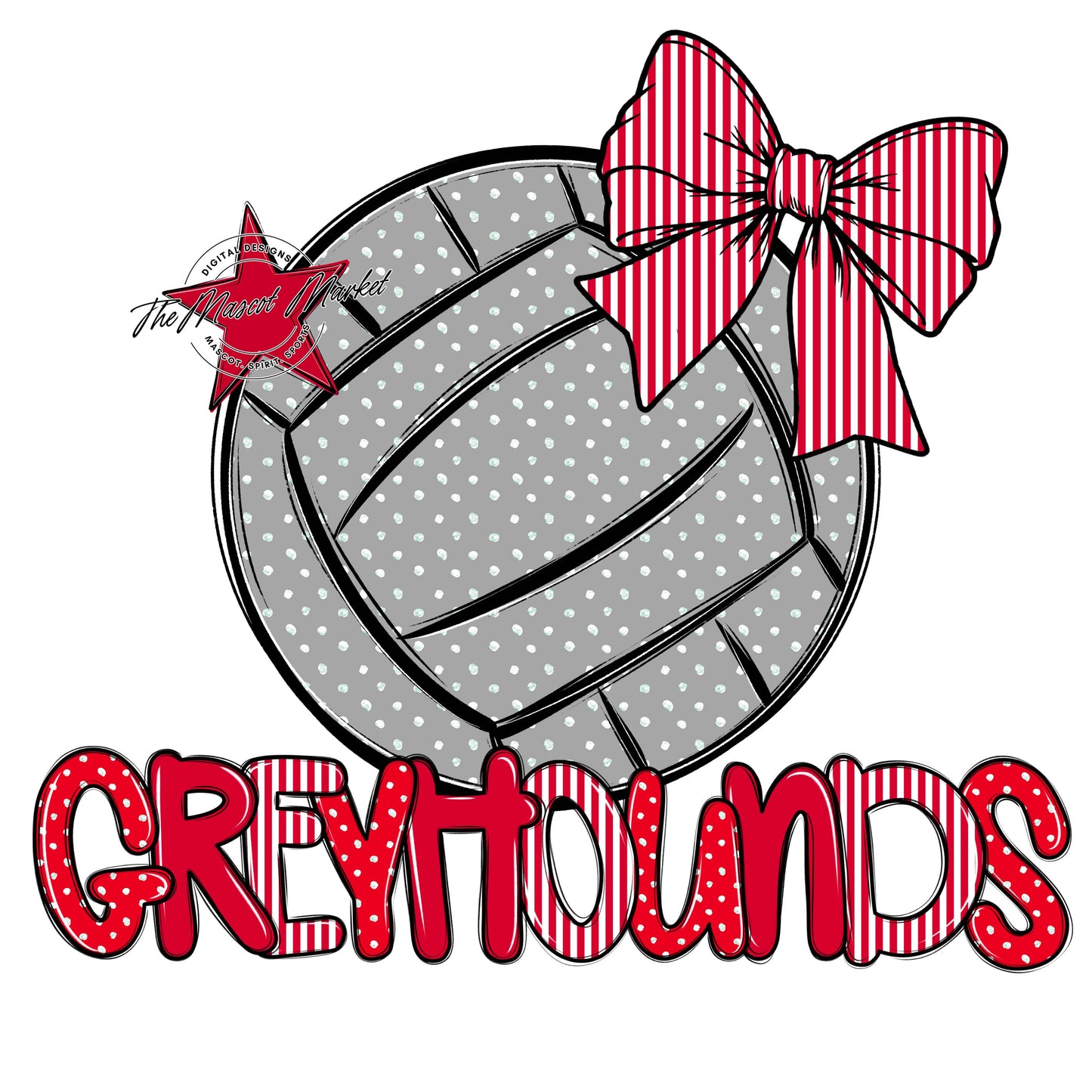 Greyhounds Volleyball Spirit Design-Red