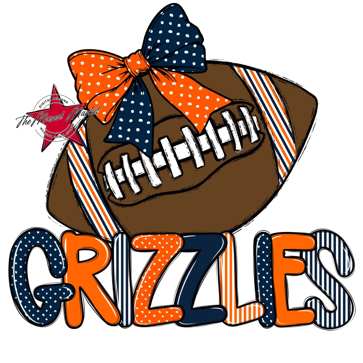 Grizzlies Football Spirit Design-Navy & Orange