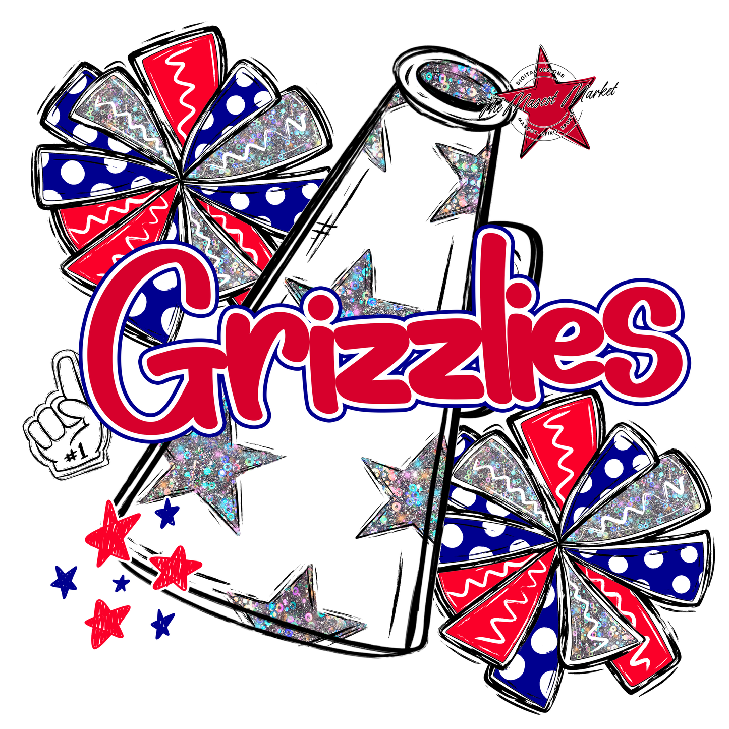 Grizzlies Alpha Megaphone Design-Blue-Red