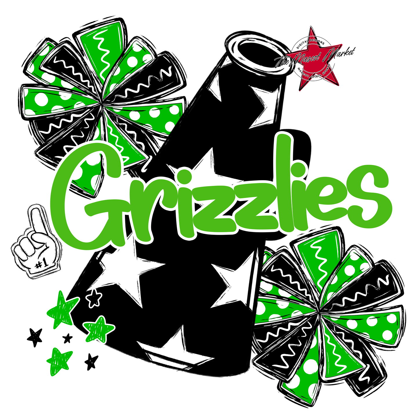Grizzlies Alpha Megaphone Design-Bright Green