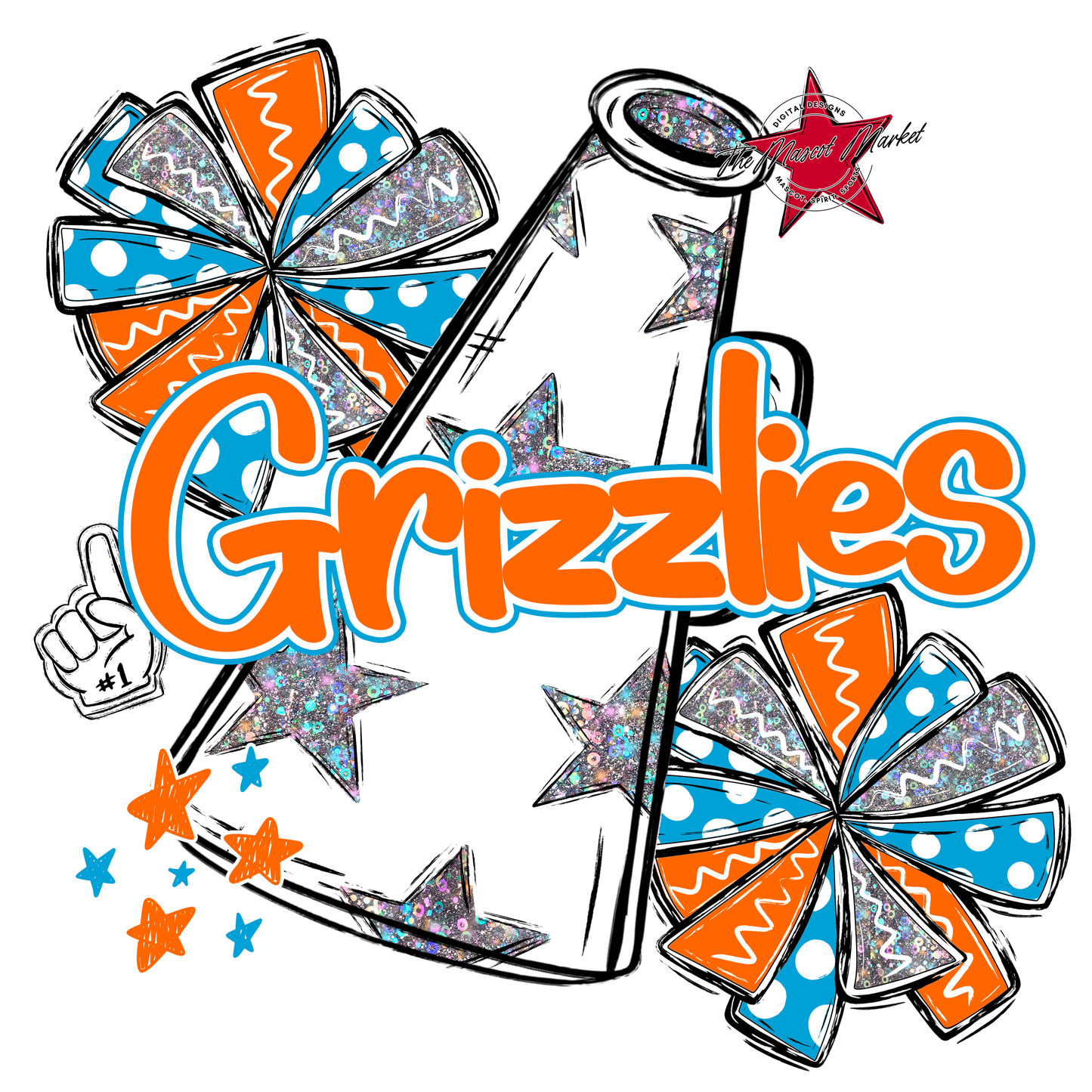 Grizzlies Alpha Megaphone Design-Carolina Blue-Orange