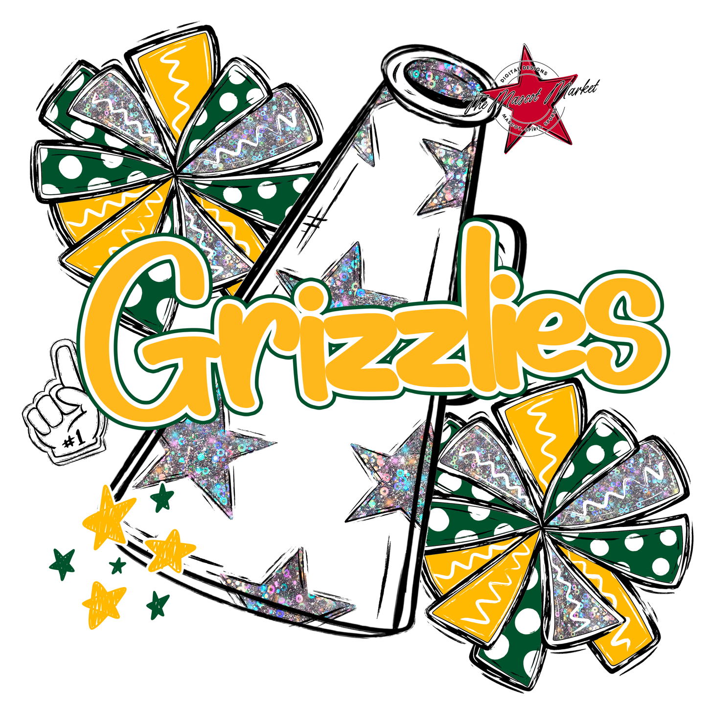 Grizzlies Alpha Megaphone Design-Green-Yellow