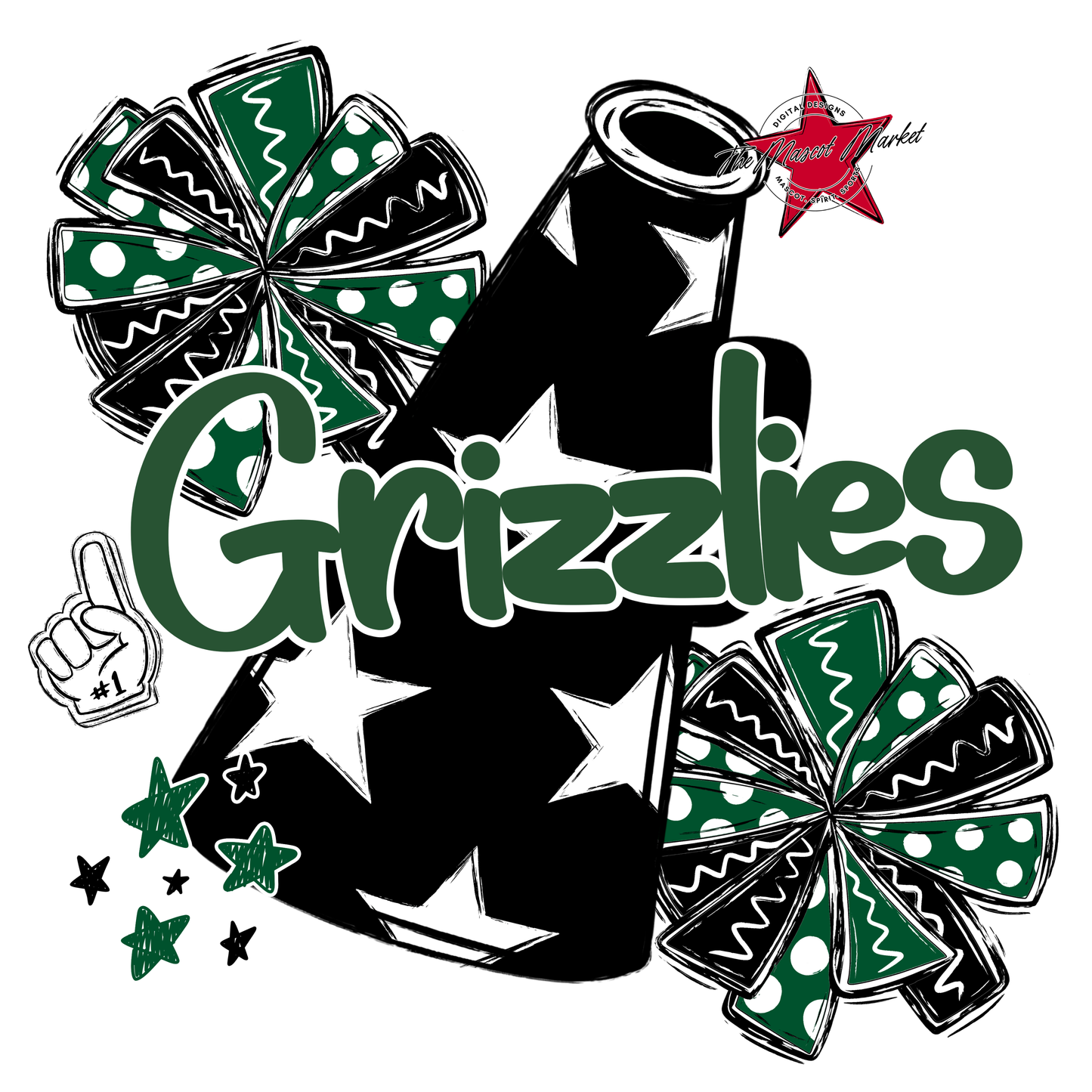 Grizzlies Alpha Megaphone Design-Green