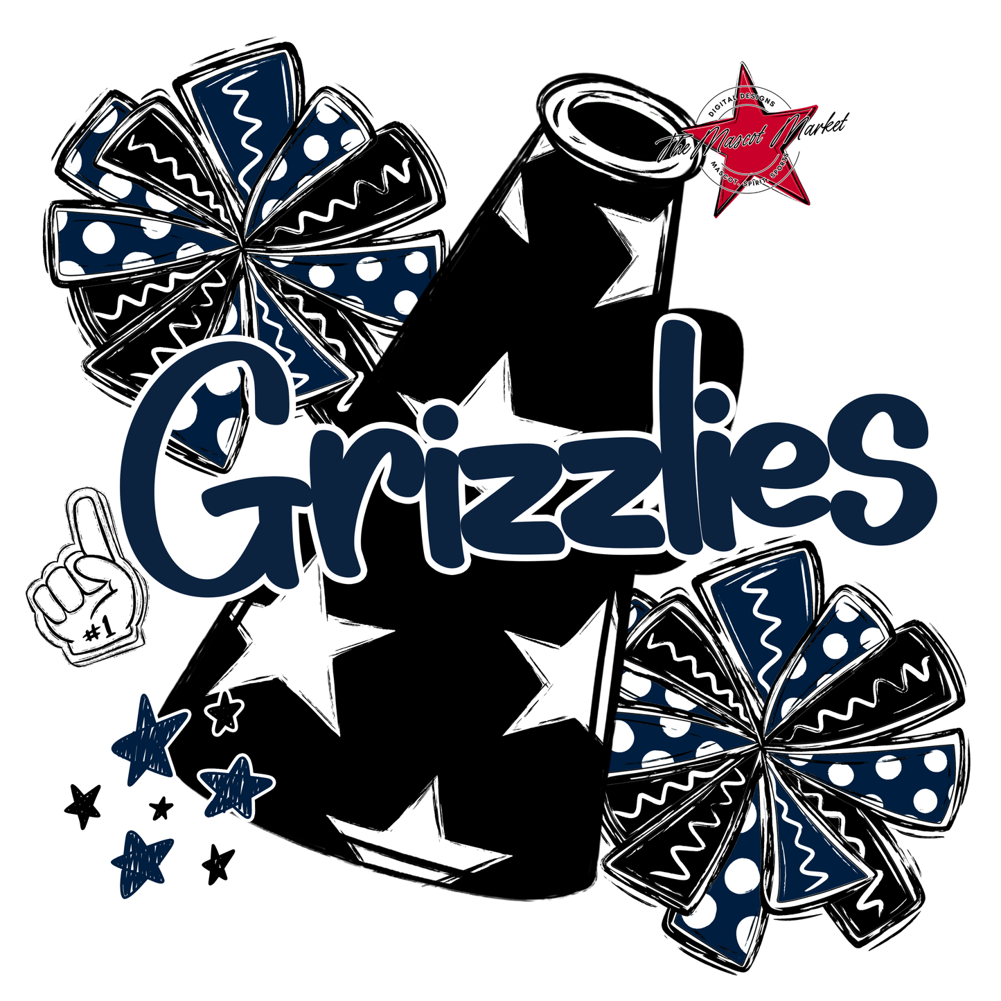 Grizzlies Alpha Megaphone Design-Navy