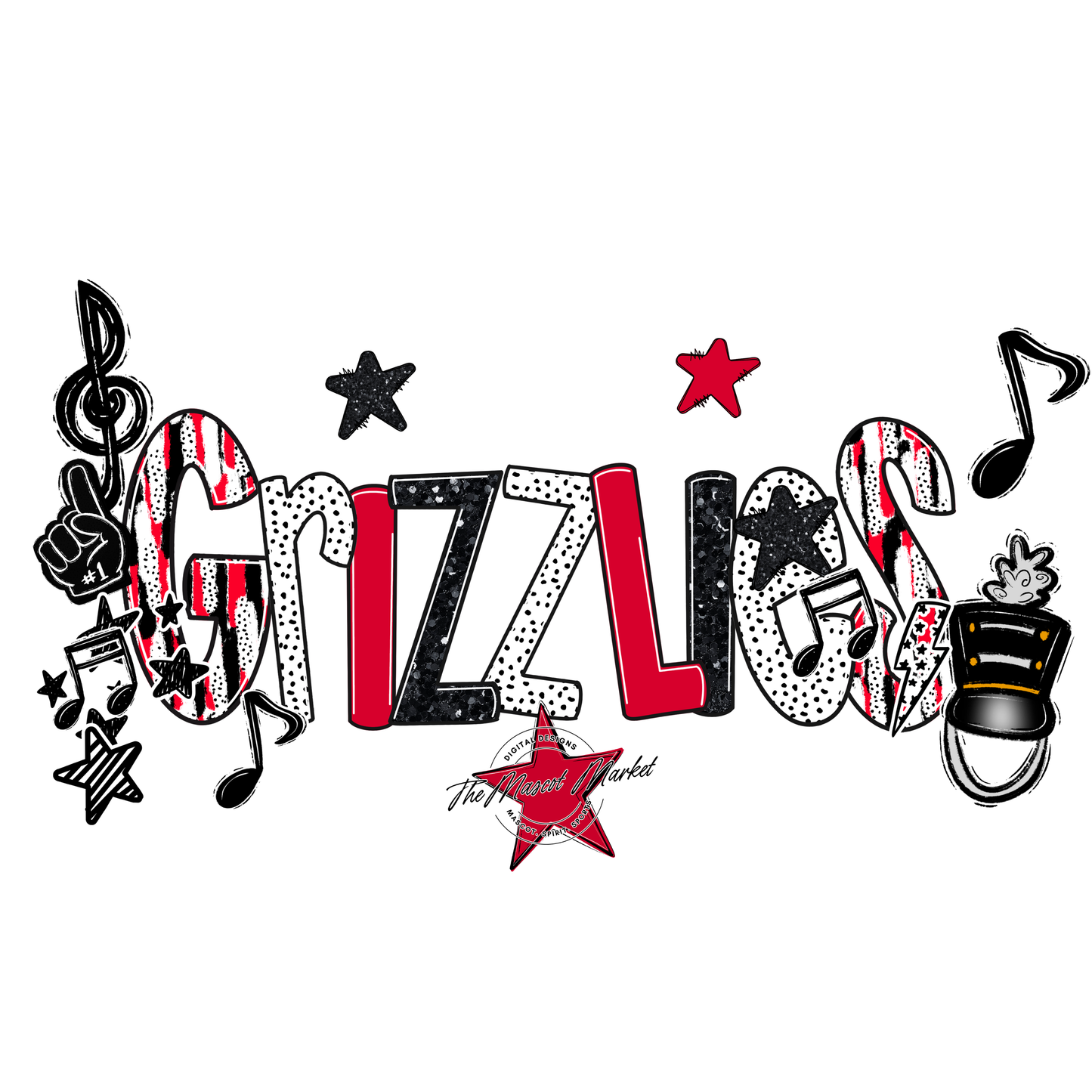 Grizzlies Band Scrape-Red